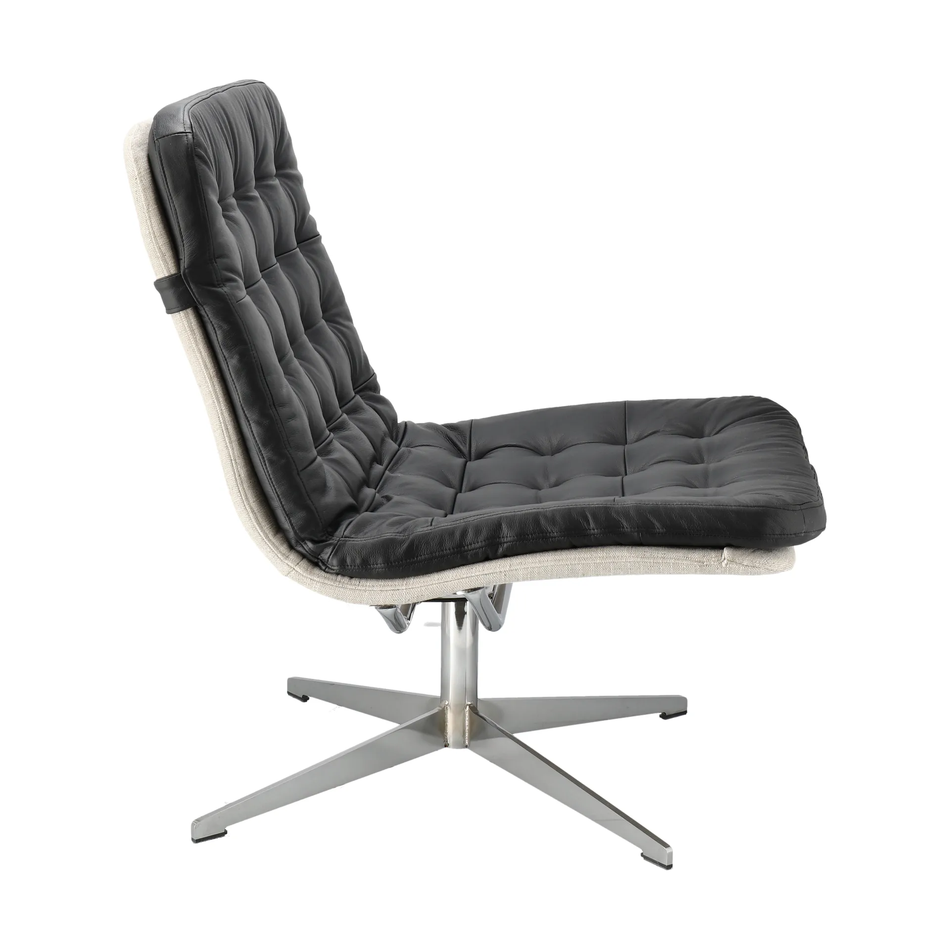 Sillón Loholm con función giratoria, Bern 0341-cuero negro-roble aceitado en blanco 1898
