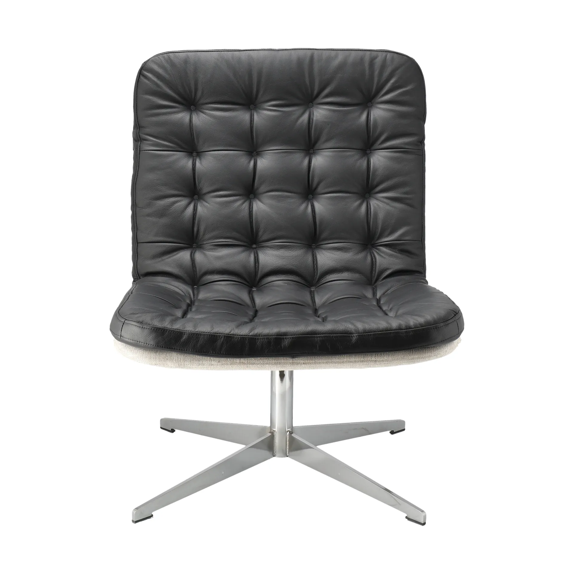 Sillón Loholm con función giratoria, Bern 0341-cuero negro-roble aceitado en blanco 1898