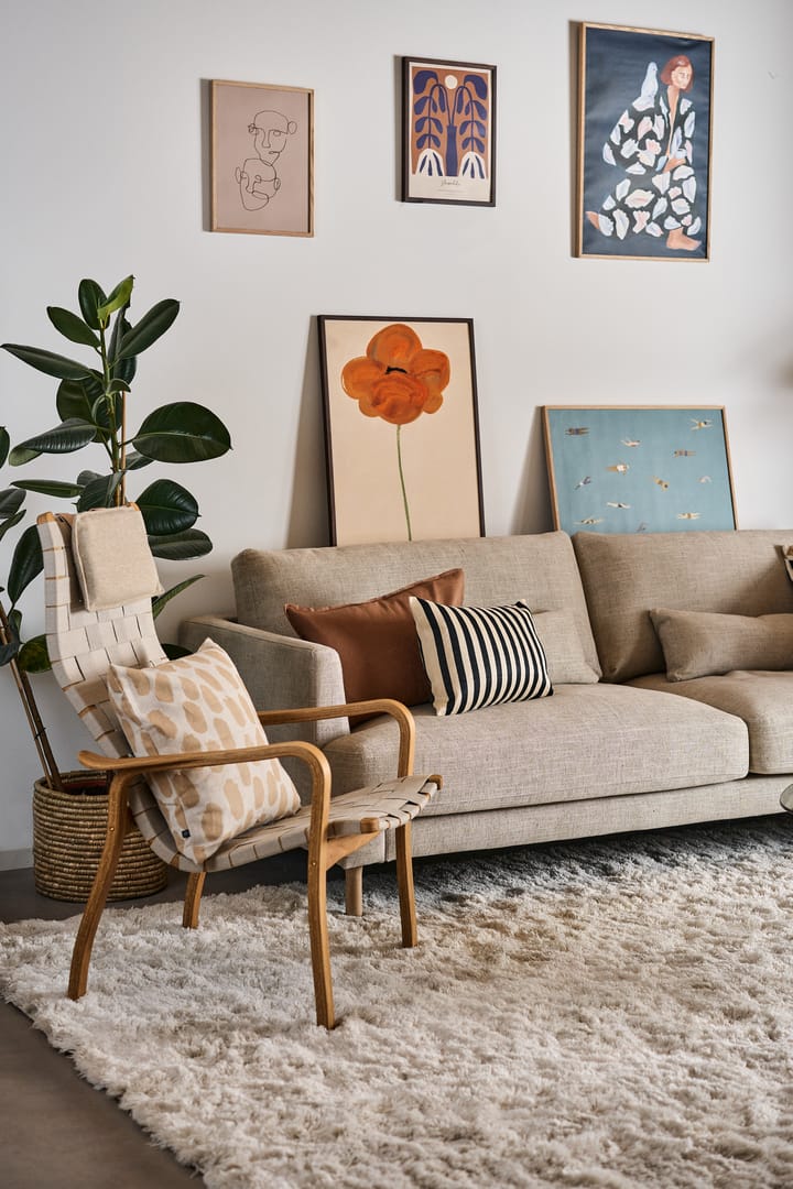 Sofá Bredhult, 3 plazas tela bern 0341 beige, patas roble aceitado blanco 1898