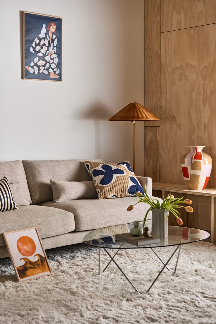 Sofá Bredhult, 3 plazas tela bern 0341 beige, patas roble aceitado blanco 1898