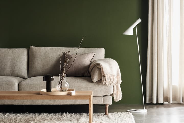 Sofá Bredhult, 3 plazas tela bern 0345 green, patas roble aceitado blanco 1898
