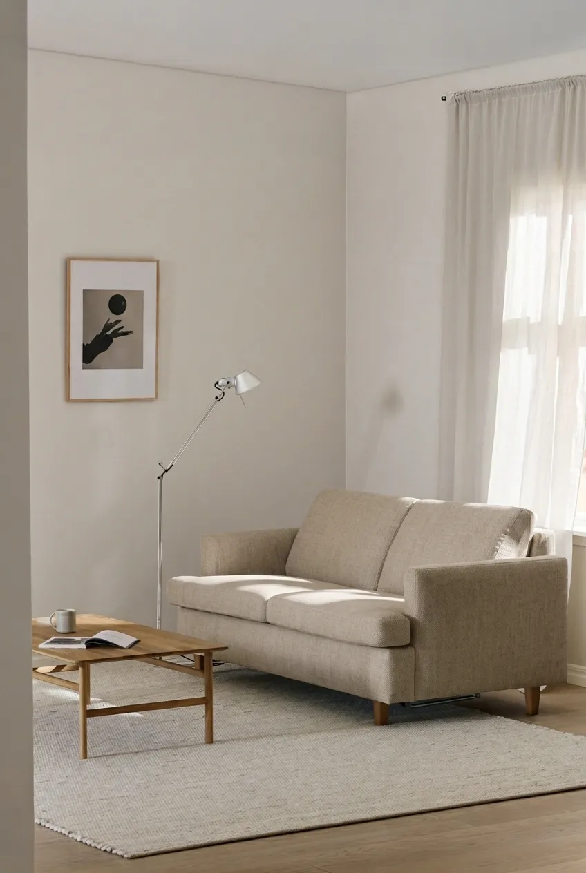Sofá cama Binga de 2,5 plazas, Bern Beige 0341-fresno teñido en roble 1898