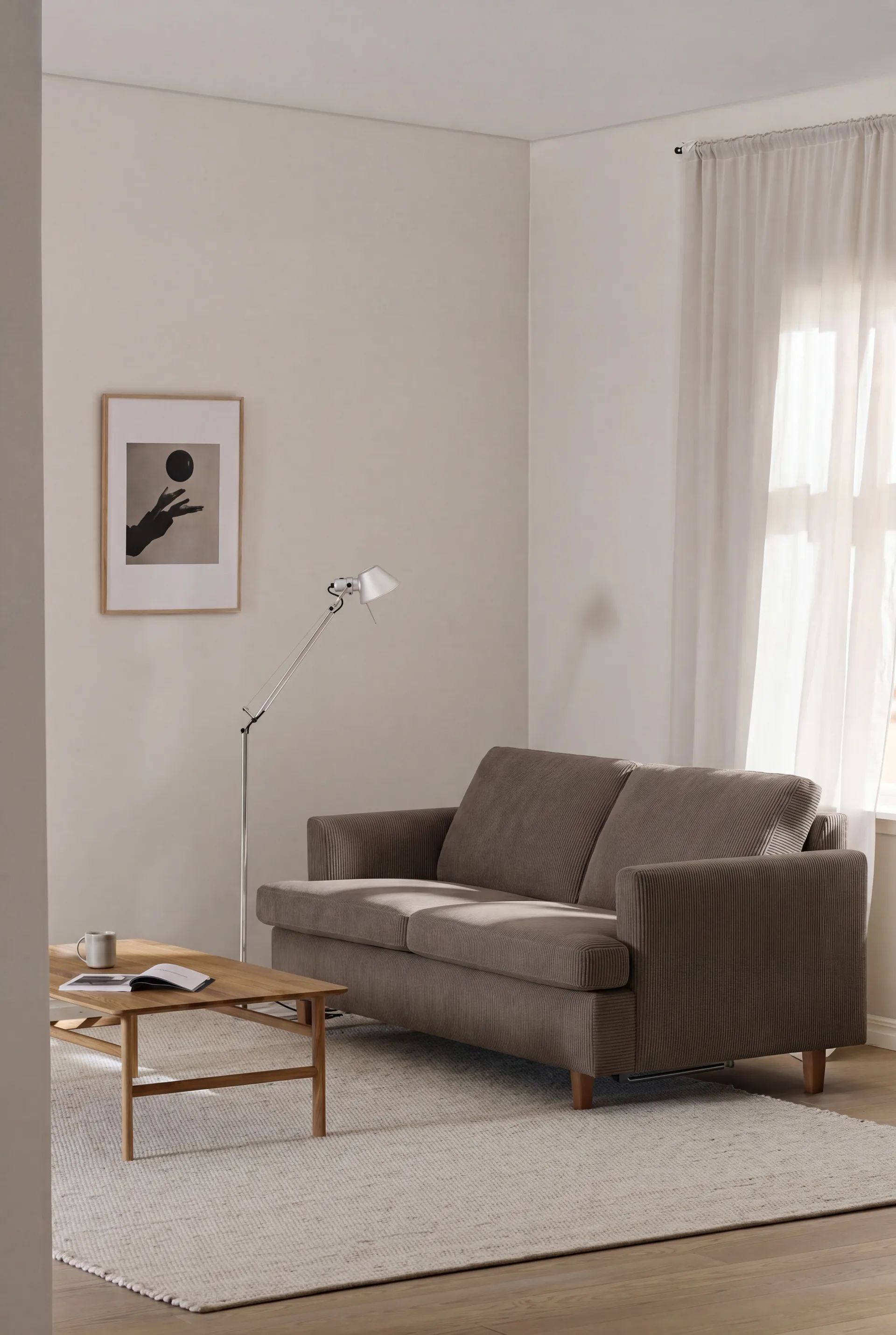 Sofá cama Binga de 2,5 plazas, Jump Brown 1955-fresno teñido oscuro 1898