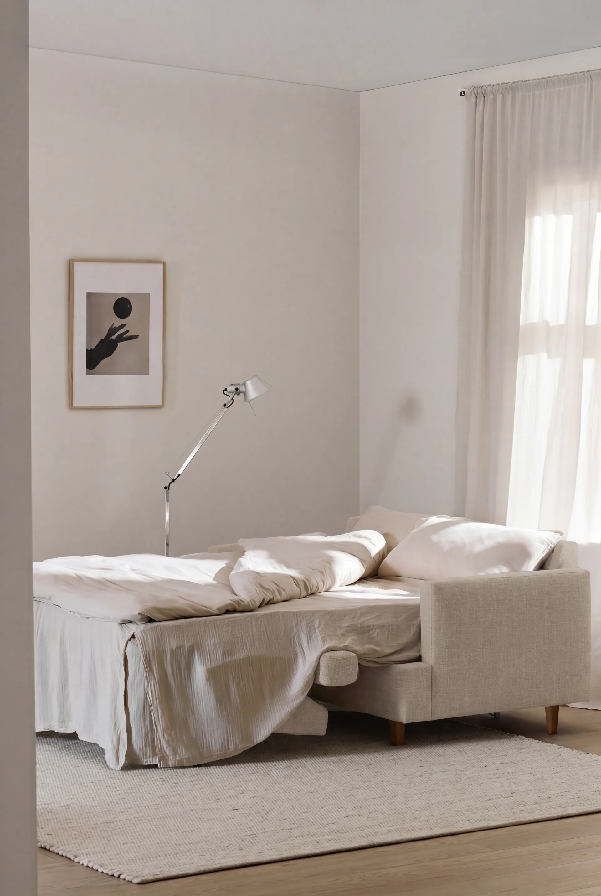 Sofá cama Binga de 2,5 plazas, Same Beige 6670-fresno teñido en roble 1898