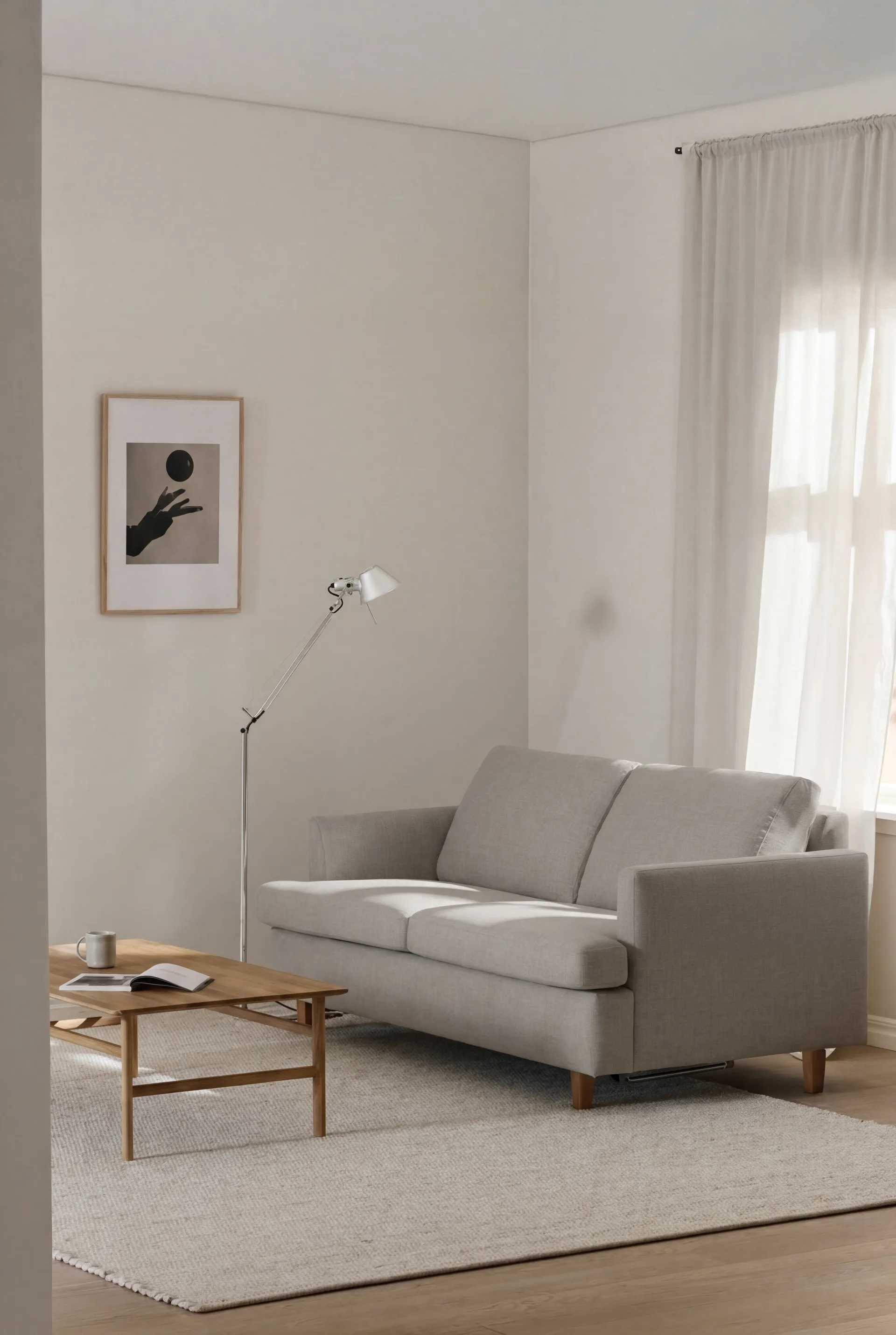 Sofá cama Binga de 2,5 plazas, Same Grey 6673-fresno teñido en roble 1898