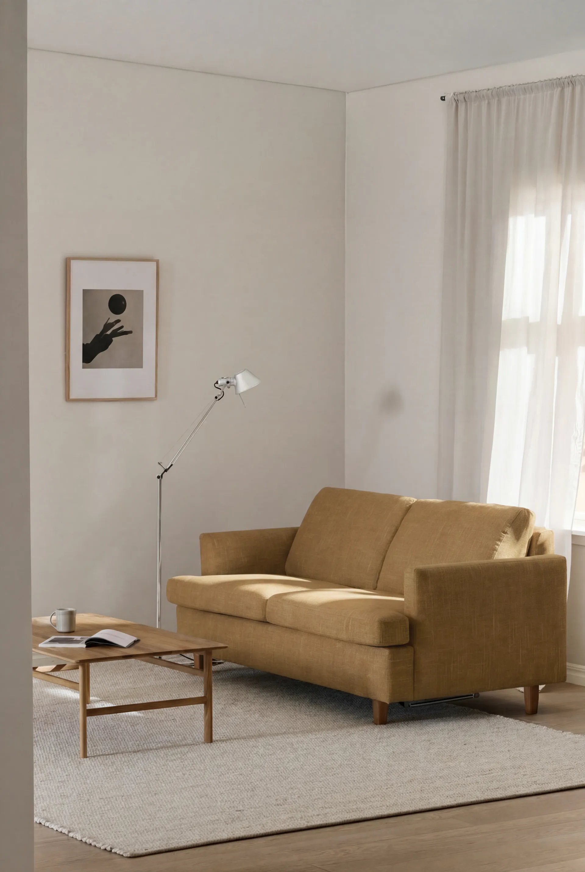 Sofá cama Binga de 2,5 plazas, Same Ochre 6676-fresno teñido oscuro 1898