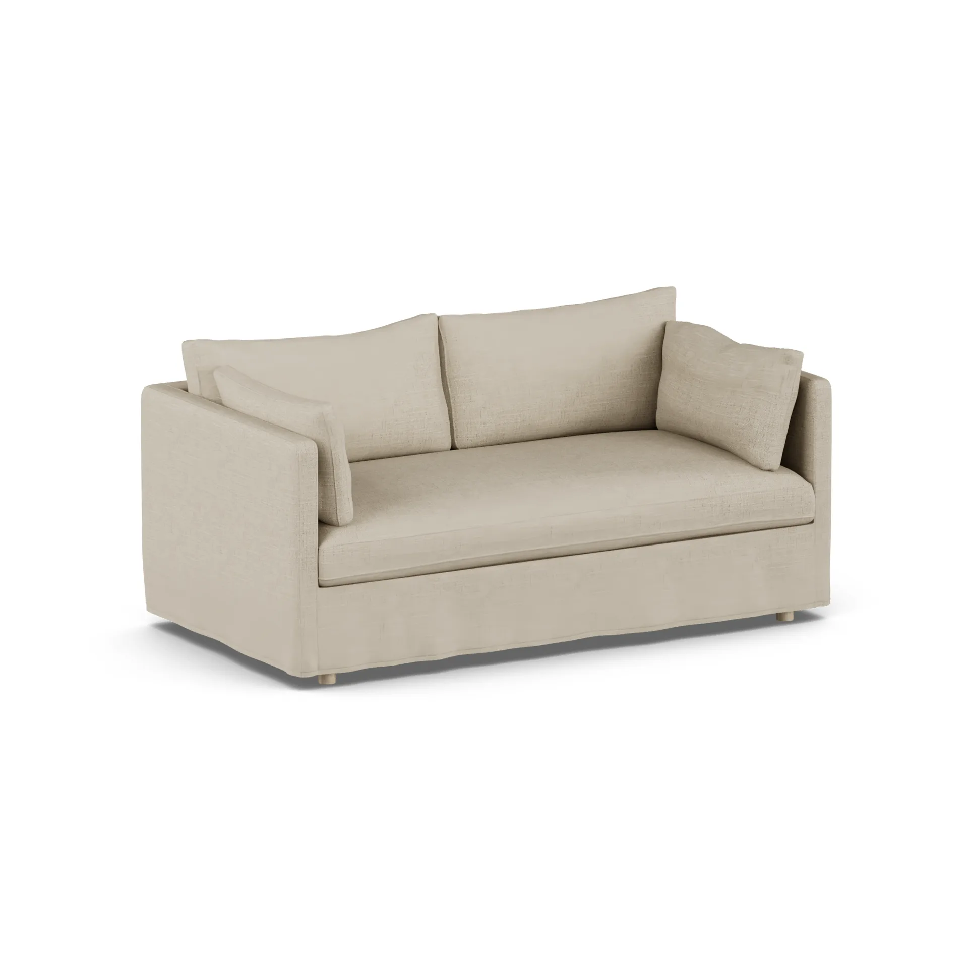 Sofá Linnevik, Bern beige 0341-roble blanco aceitado, 2 plazas, con faldón 1898