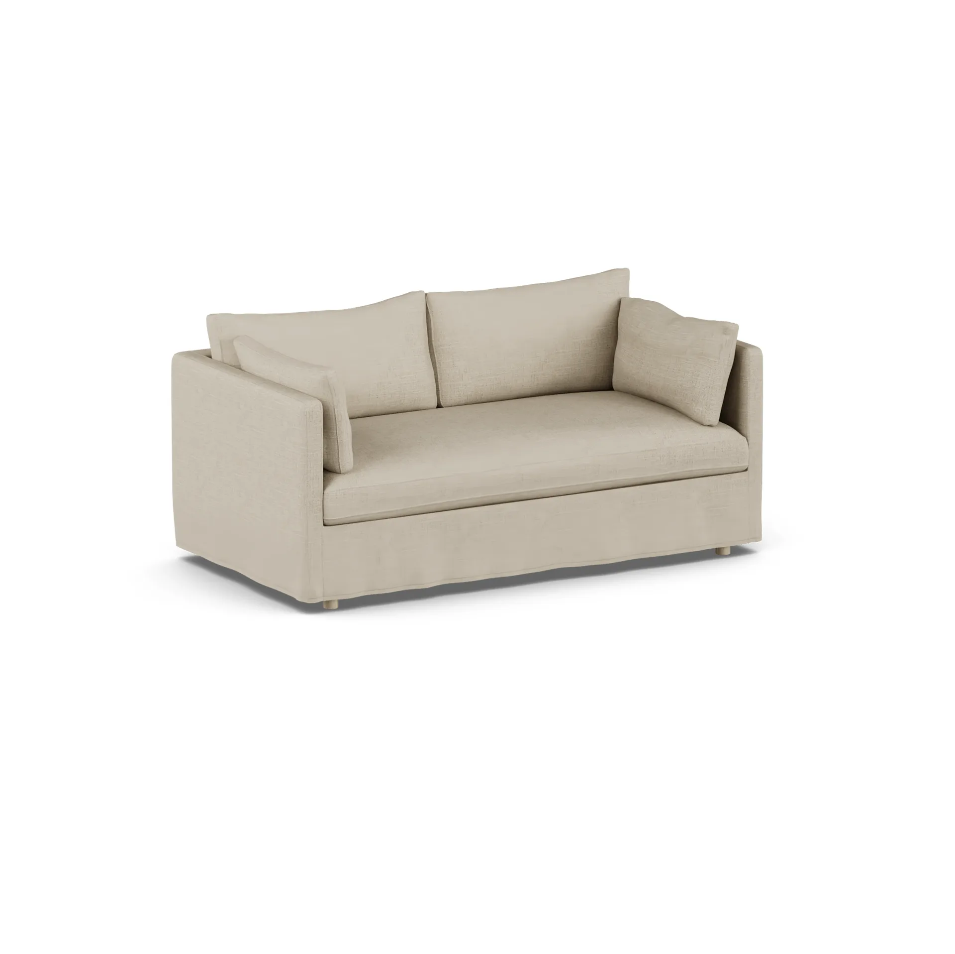 Sofá Linnevik, Bern beige 0341-roble blanco aceitado, 2 plazas, con faldón 1898
