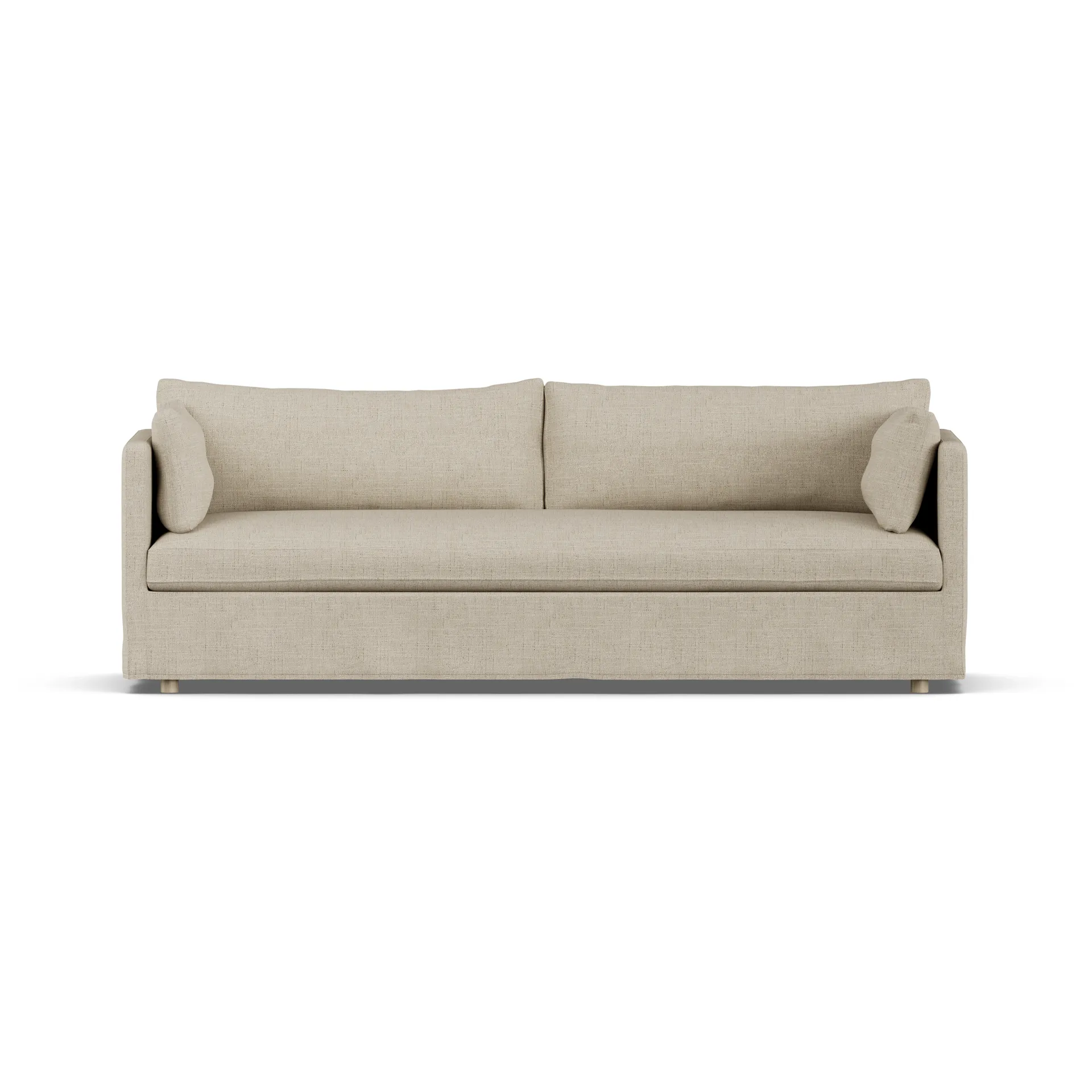 Sofá Linnevik, Bern beige 0341-roble blanco aceitado, 4 plazas, con faldón 1898