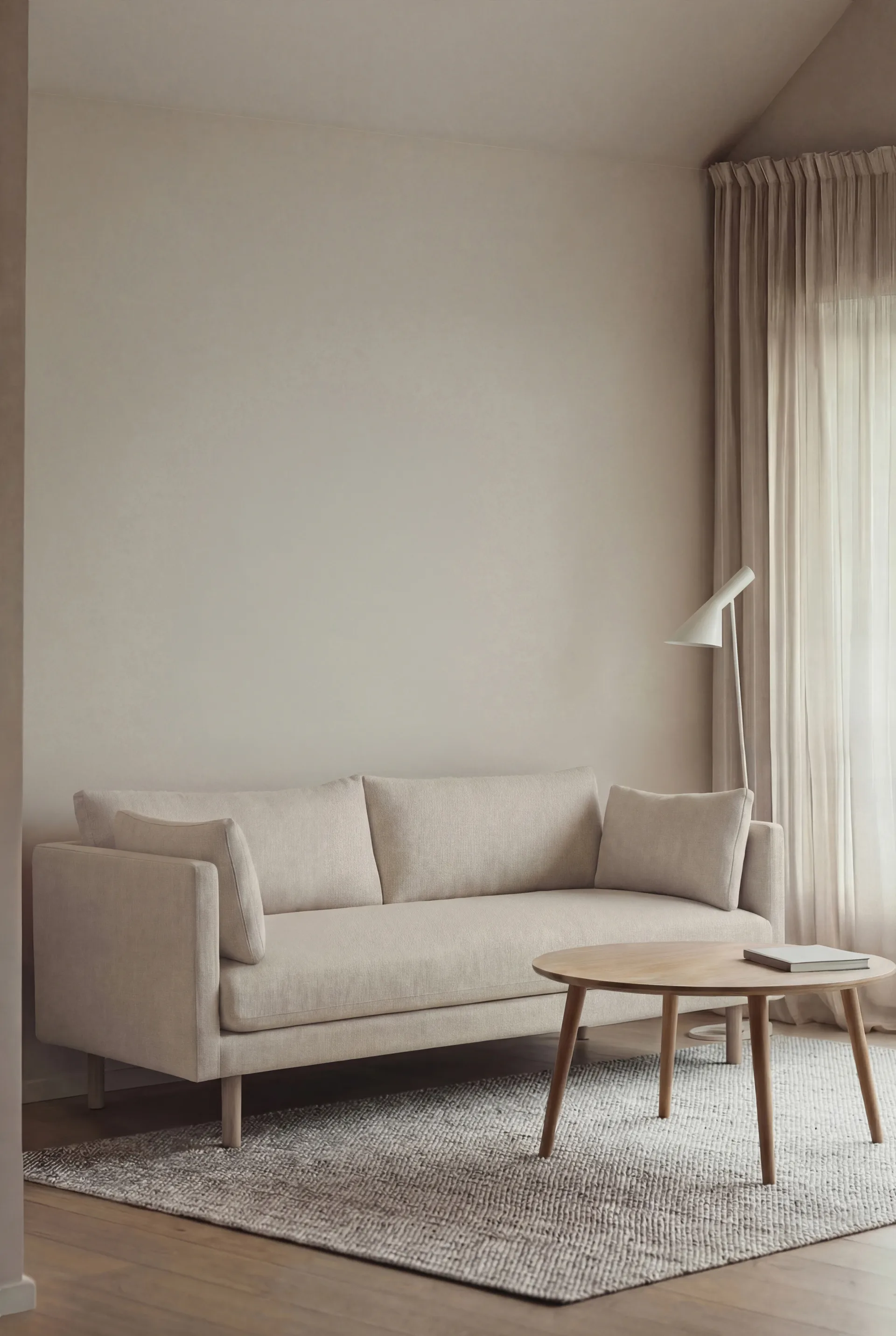 Sofá Linnevik, Caleido Beige 9600-roble blanco aceitado, 2 plazas, sin faldón 1898