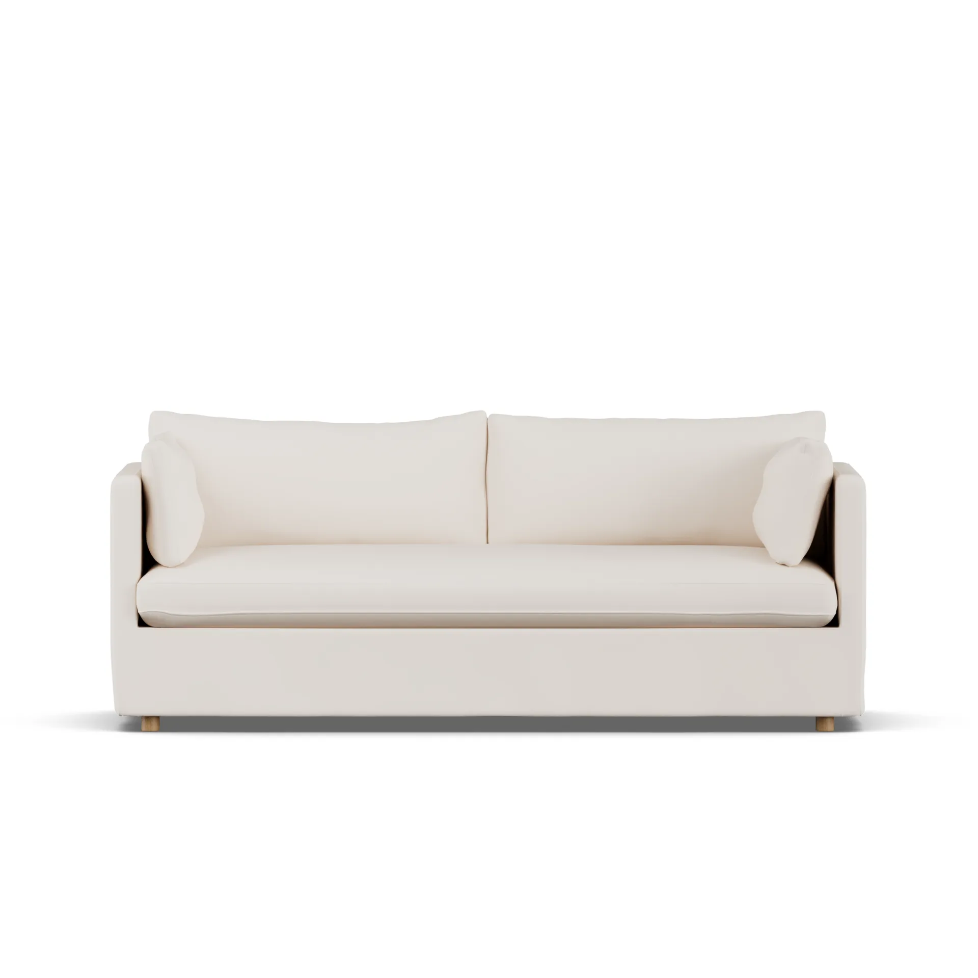 Sofá Linnevik, Caleido beige 9600-roble blanco aceitado, 3 plazas, con faldón 1898