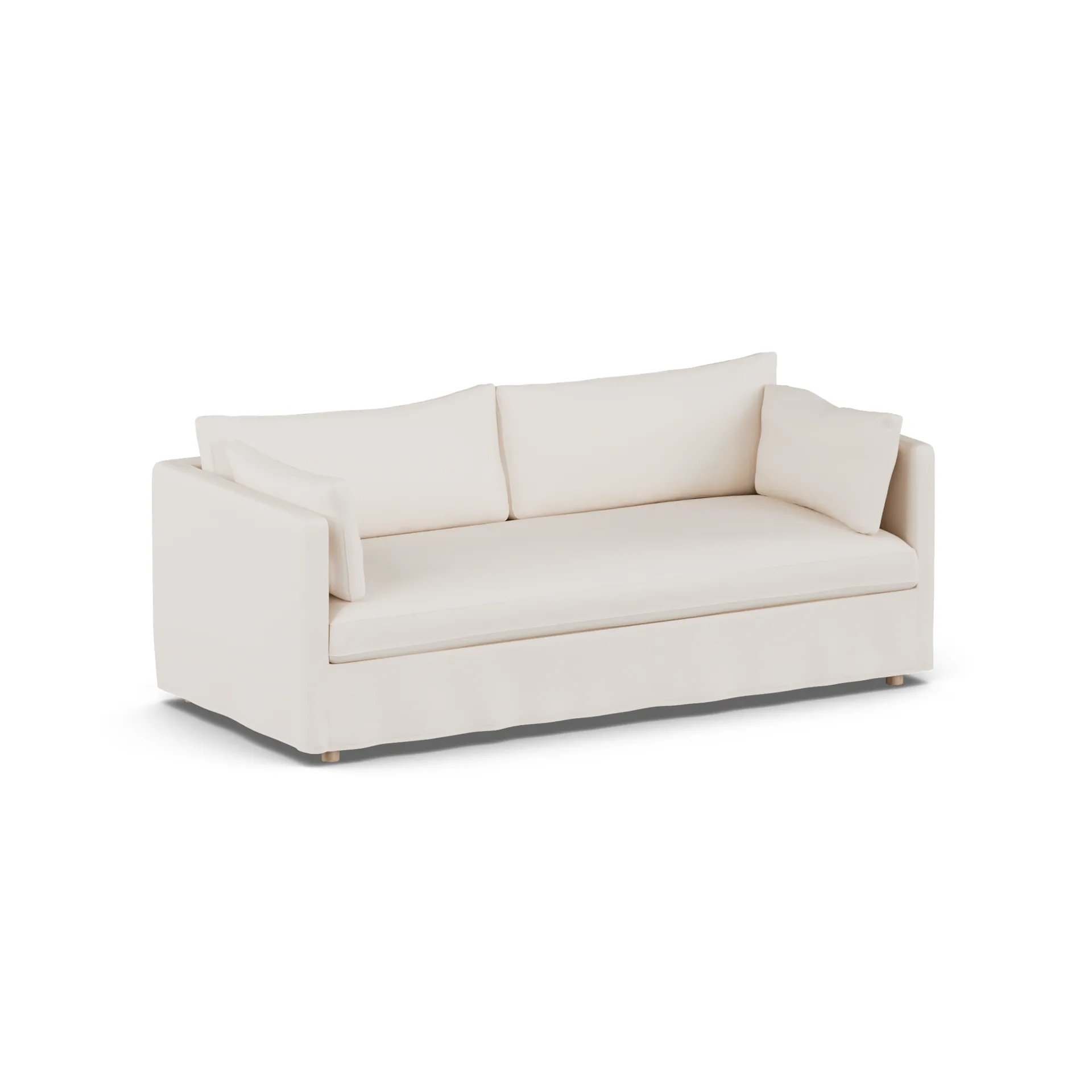 Sofá Linnevik, Caleido beige 9600-roble blanco aceitado, 3 plazas, con faldón 1898