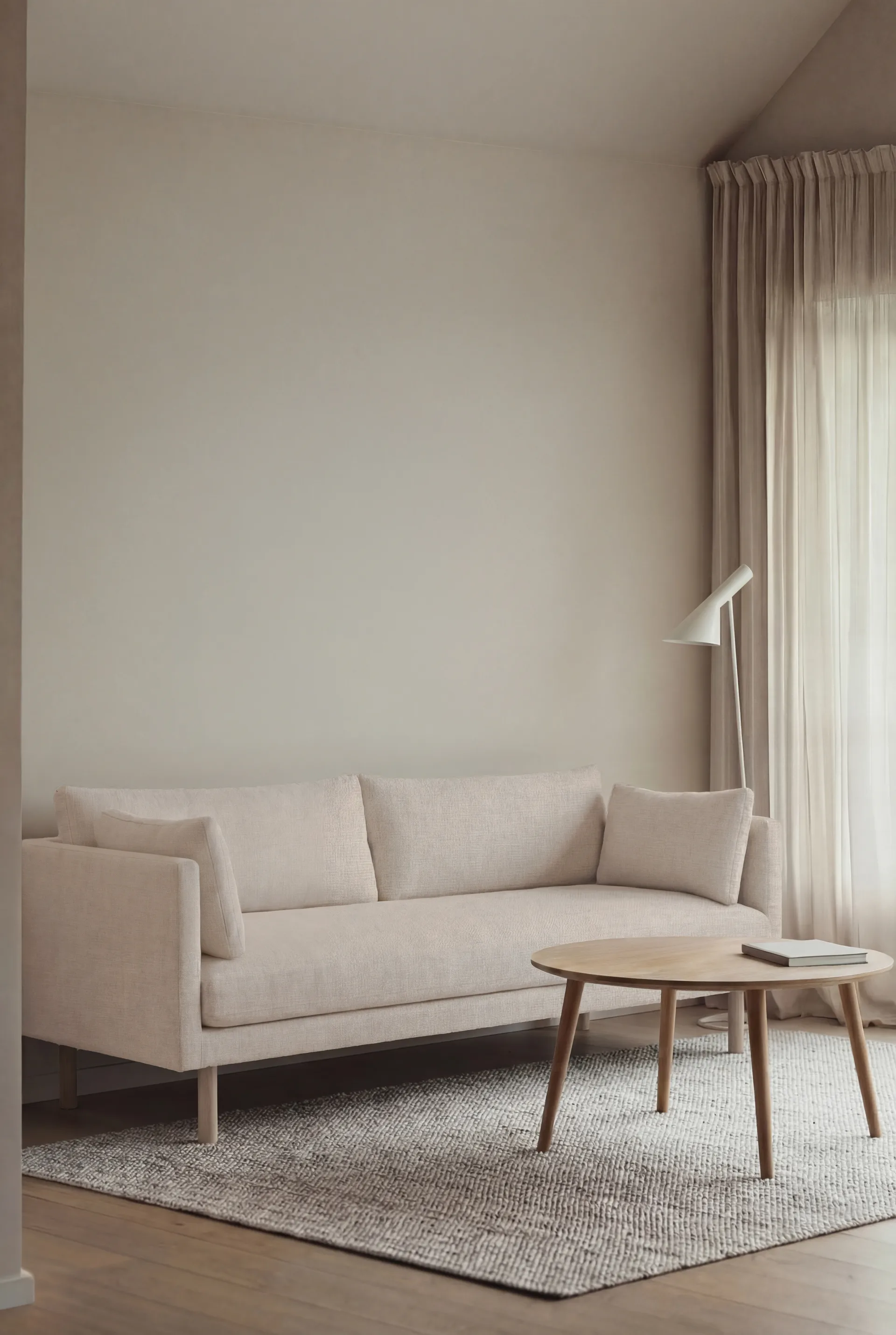 Sofá Linnevik, Caleido Beige 9600-roble blanco aceitado, 3 plazas, sin faldón 1898