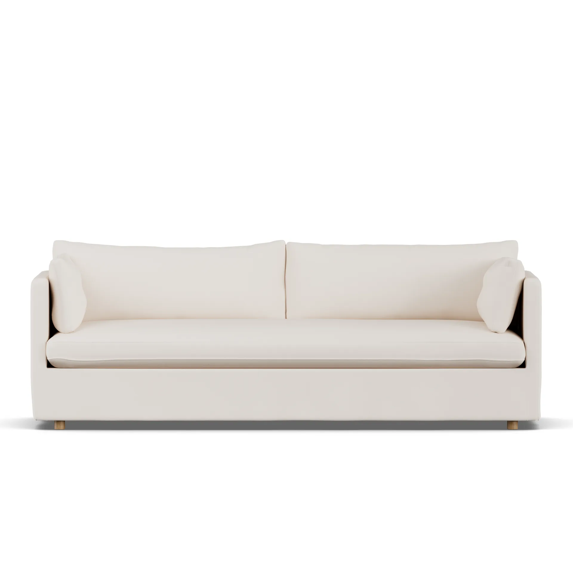 Sofá Linnevik, Caleido beige 9600-roble blanco aceitado, 4 plazas, con faldón 1898
