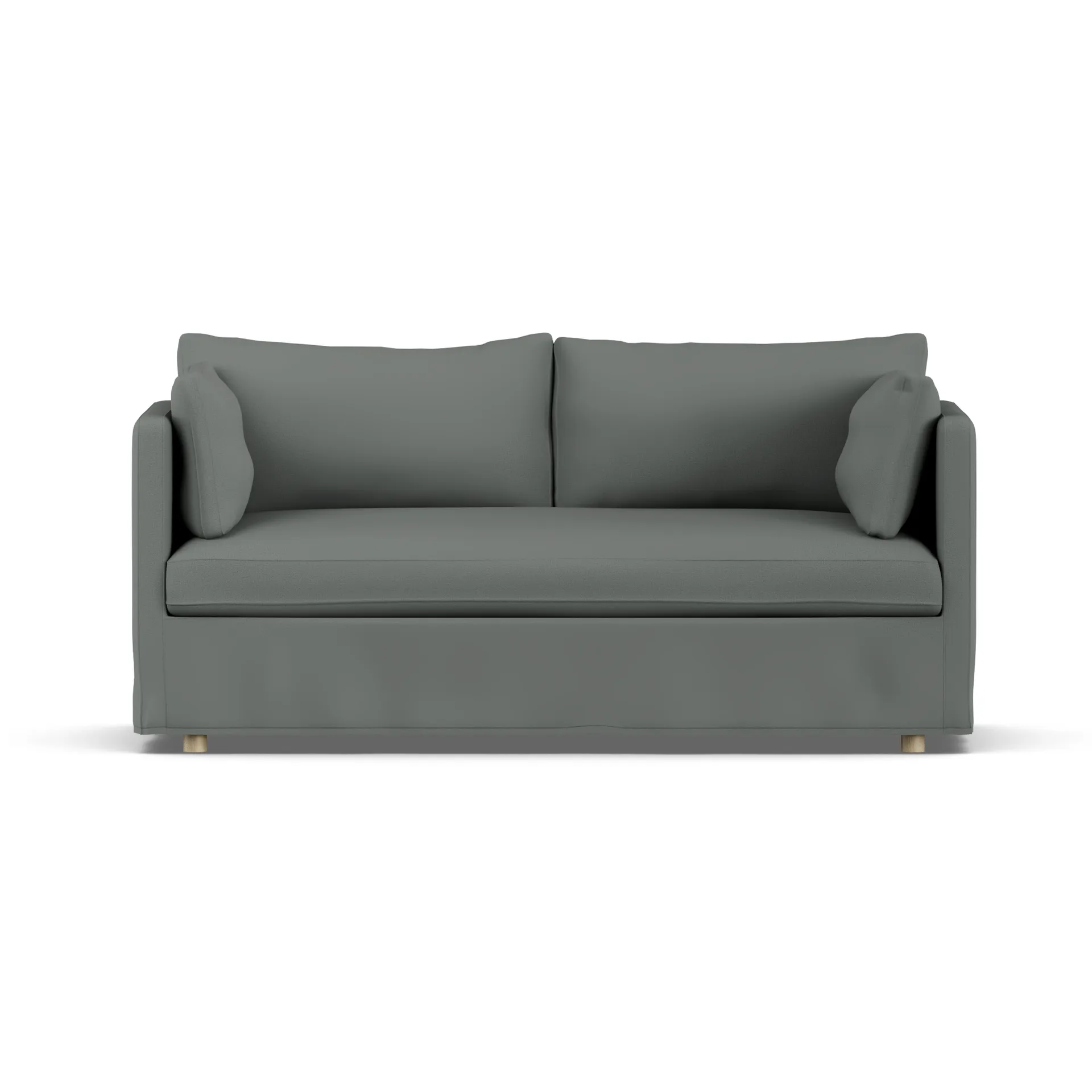 Sofá Linnevik, Caleido Grey 1240-roble blanco aceitado, 2 plazas, con faldón 1898