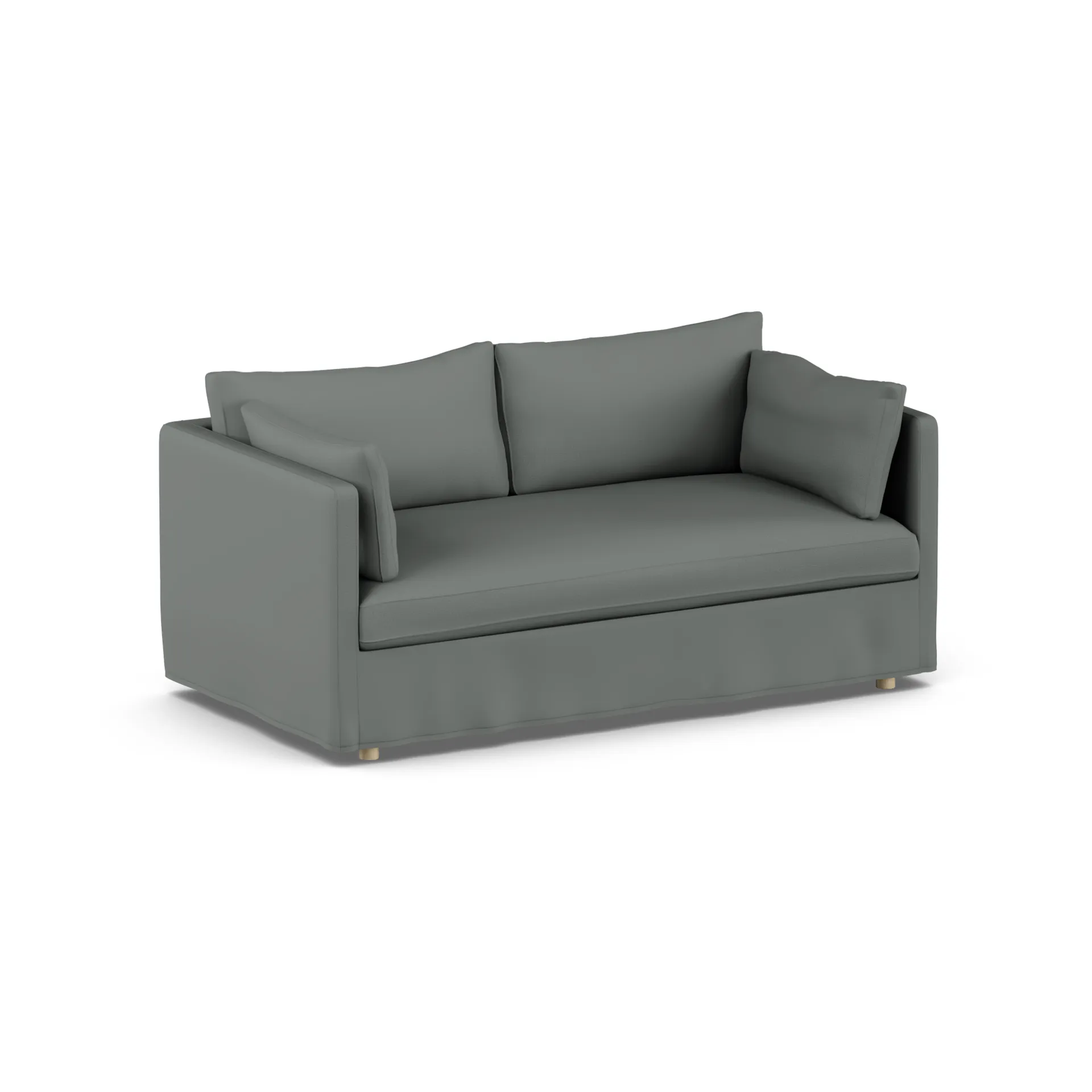 Sofá Linnevik, Caleido Grey 1240-roble blanco aceitado, 2 plazas, con faldón 1898