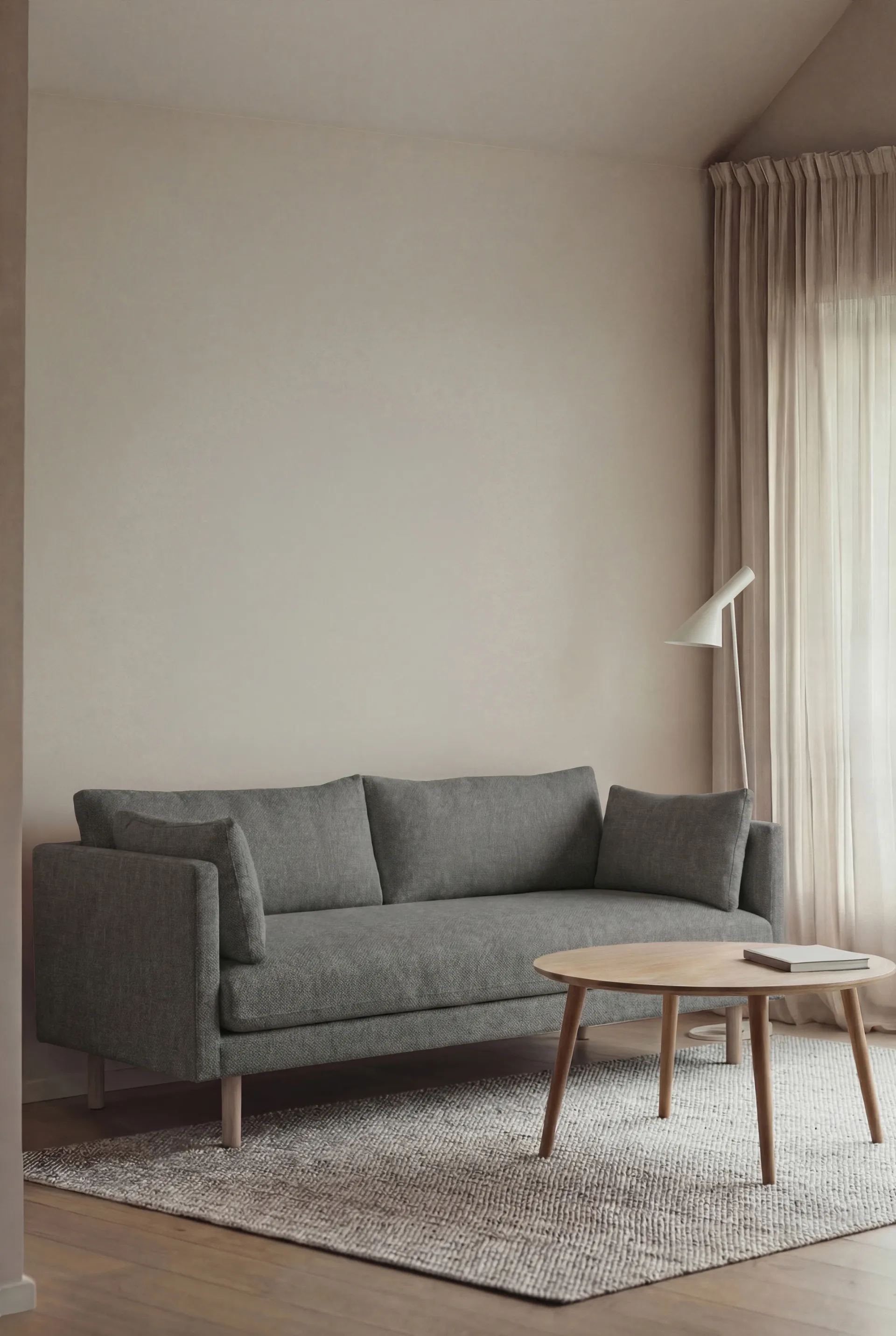Sofá Linnevik, Caleido Grey 1240-roble blanco aceitado, 2 plazas, sin faldón 1898