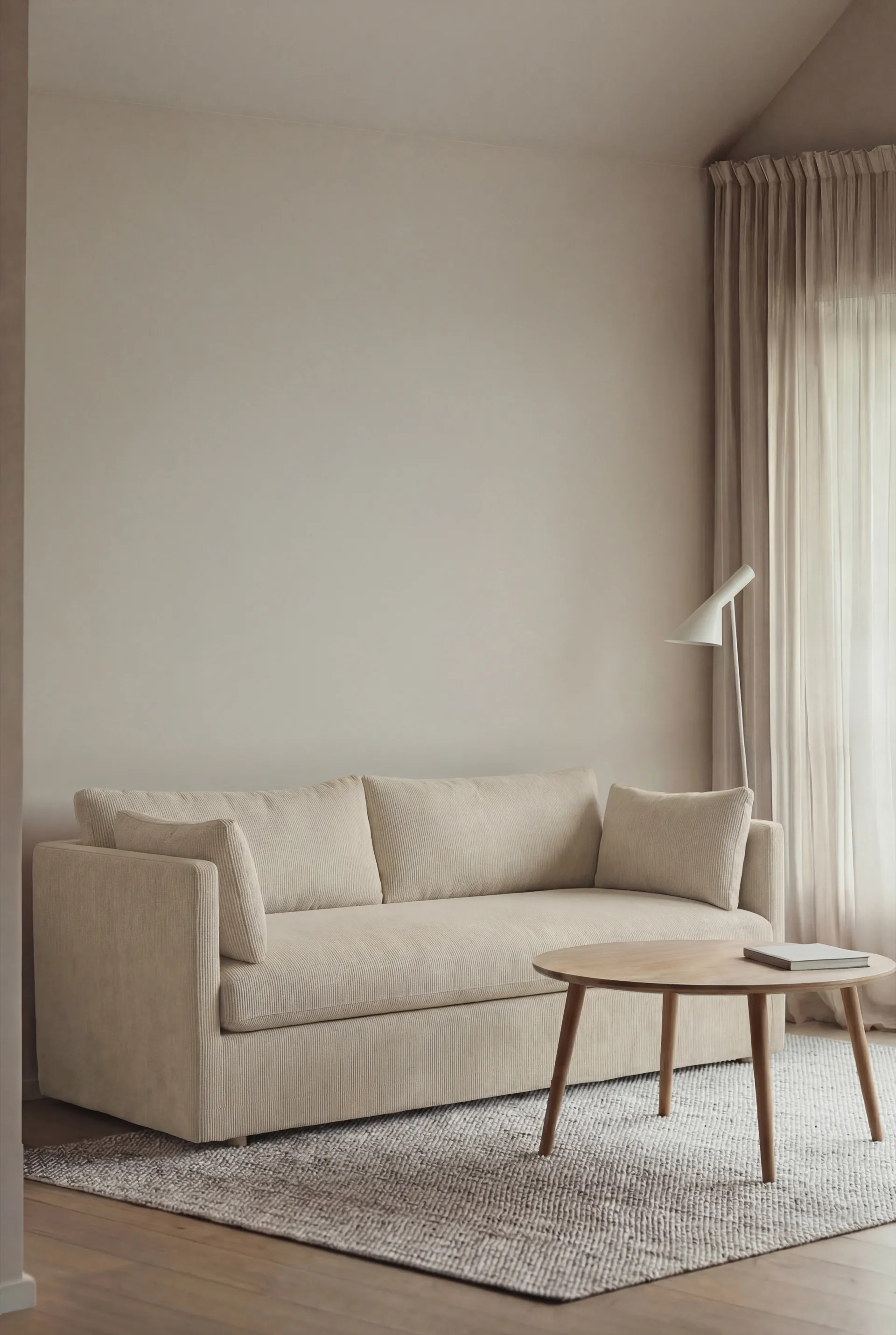 Sofá Linnevik, Jump Beige 1956-roble blanco aceitado, 2 plazas, con faldón 1898