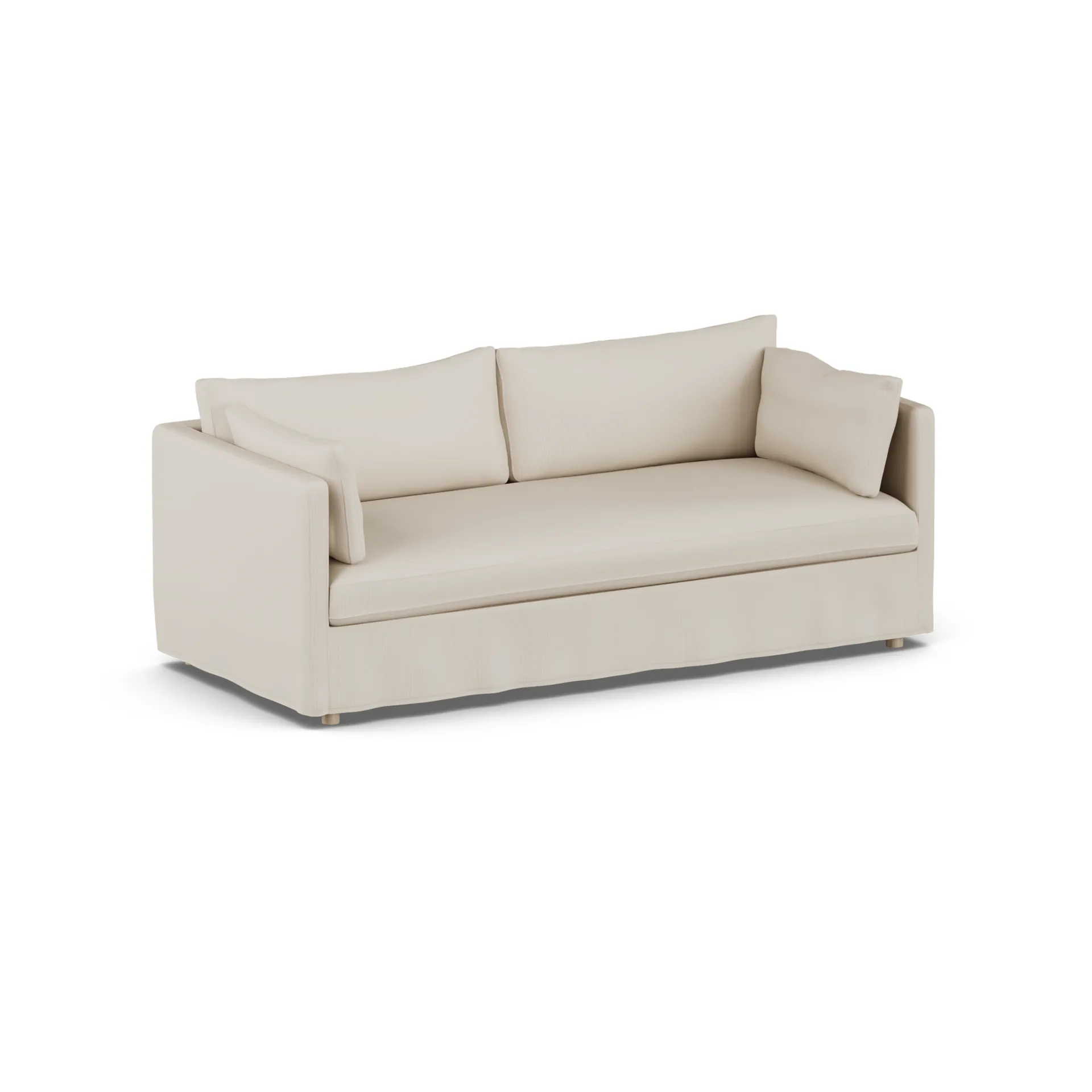 Sofá Linnevik, Jump Beige 1956-roble blanco aceitado, 3 plazas, con faldón 1898