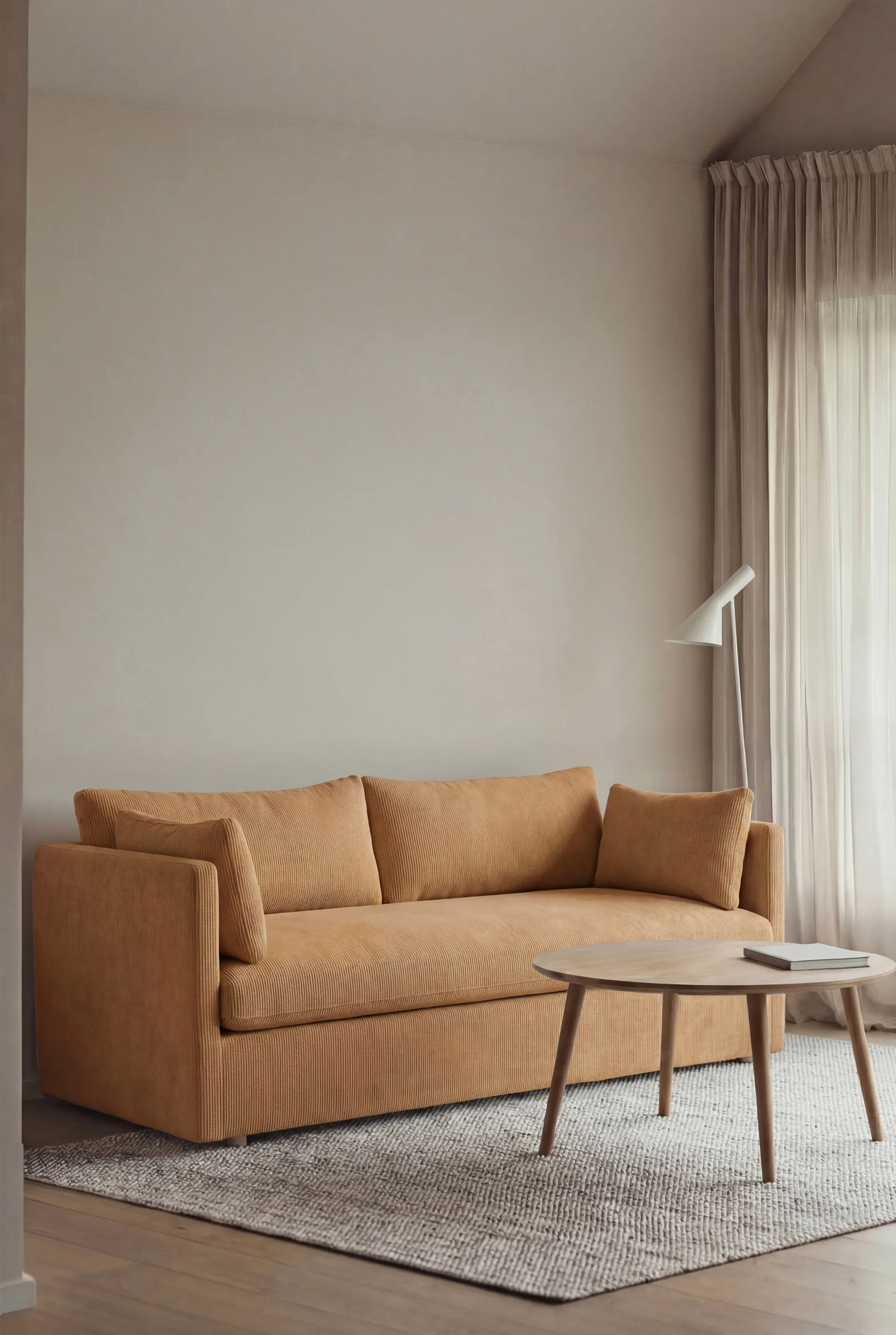 Sofá Linnevik, Jump Honey 1959-roble blanco aceitado, 2 plazas, con faldón 1898