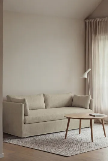 Sofá Linnevik - Luiza Beige 3981-roble blanco aceitado, 3 plazas, con faldón - 1898