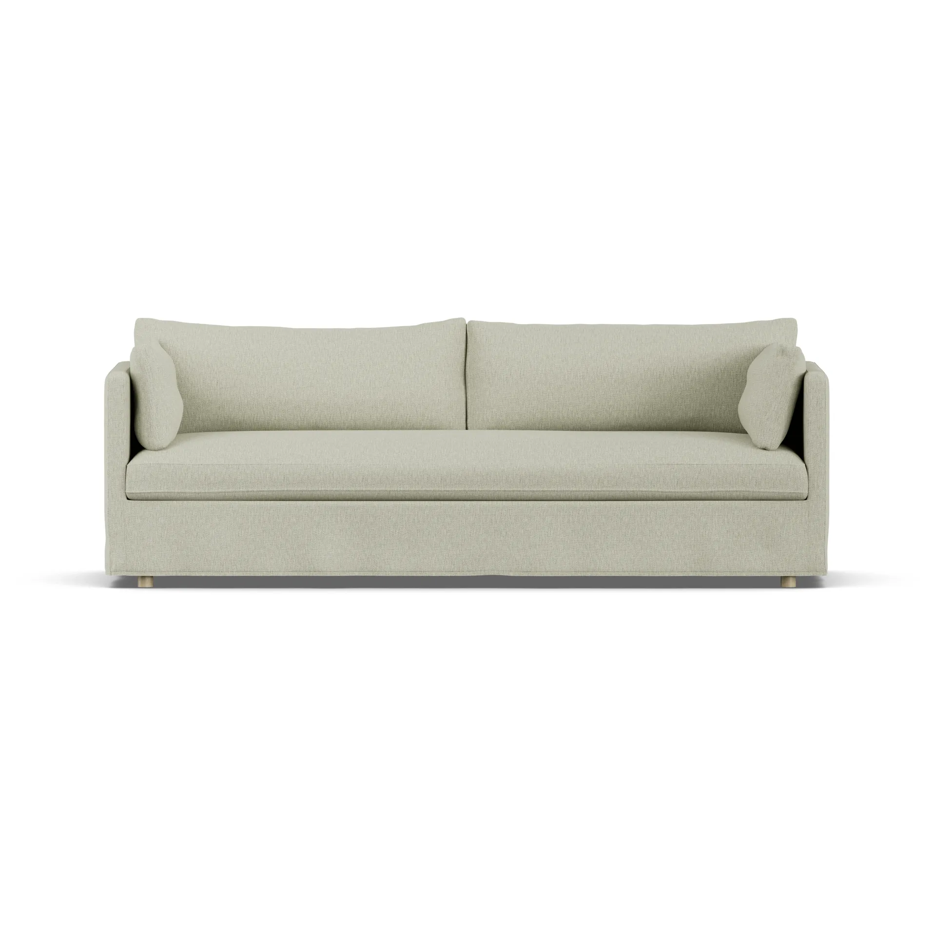 Sofá Linnevik, Luiza beige 3981-roble blanco aceitado, 4 plazas, con faldón 1898