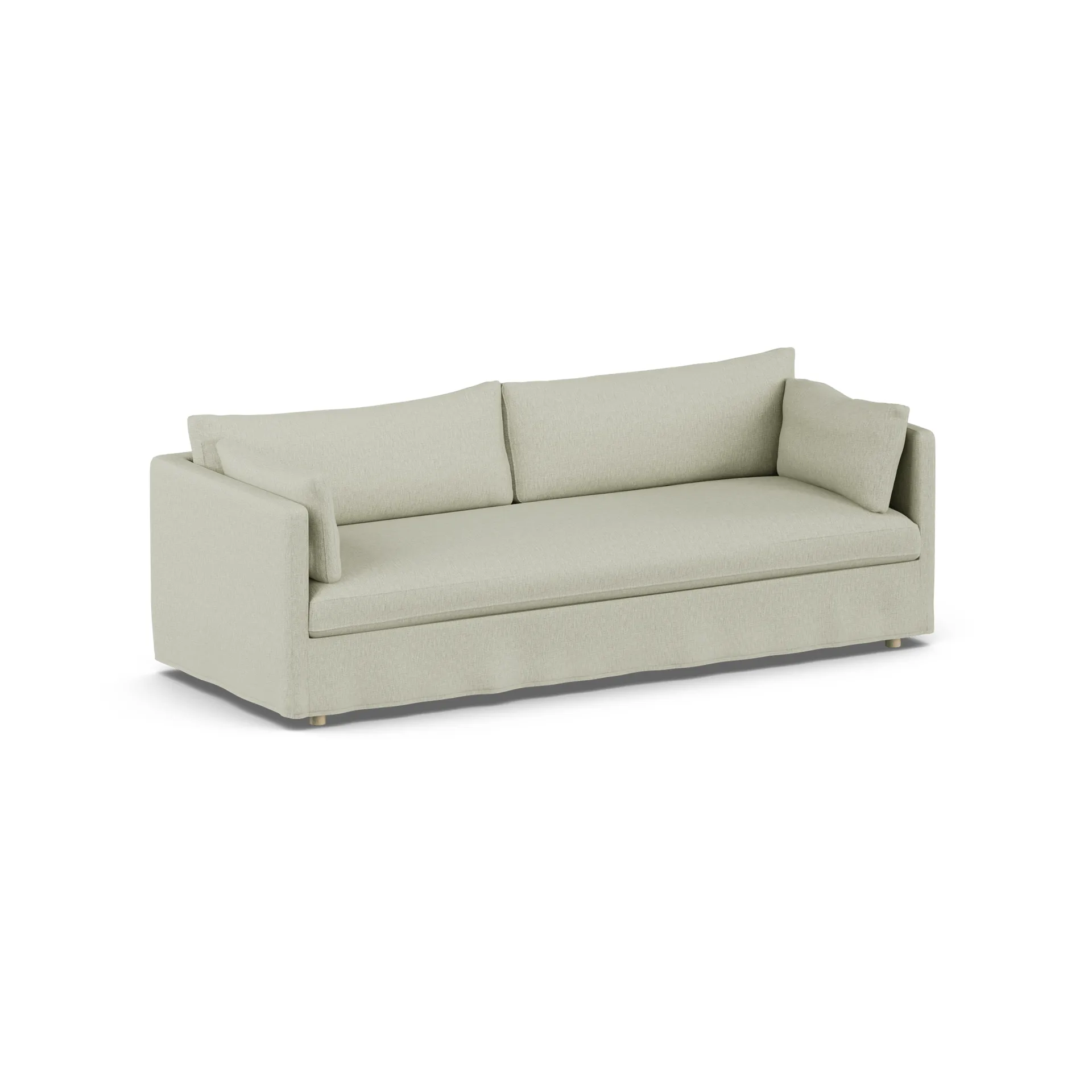Sofá Linnevik, Luiza beige 3981-roble blanco aceitado, 4 plazas, con faldón 1898