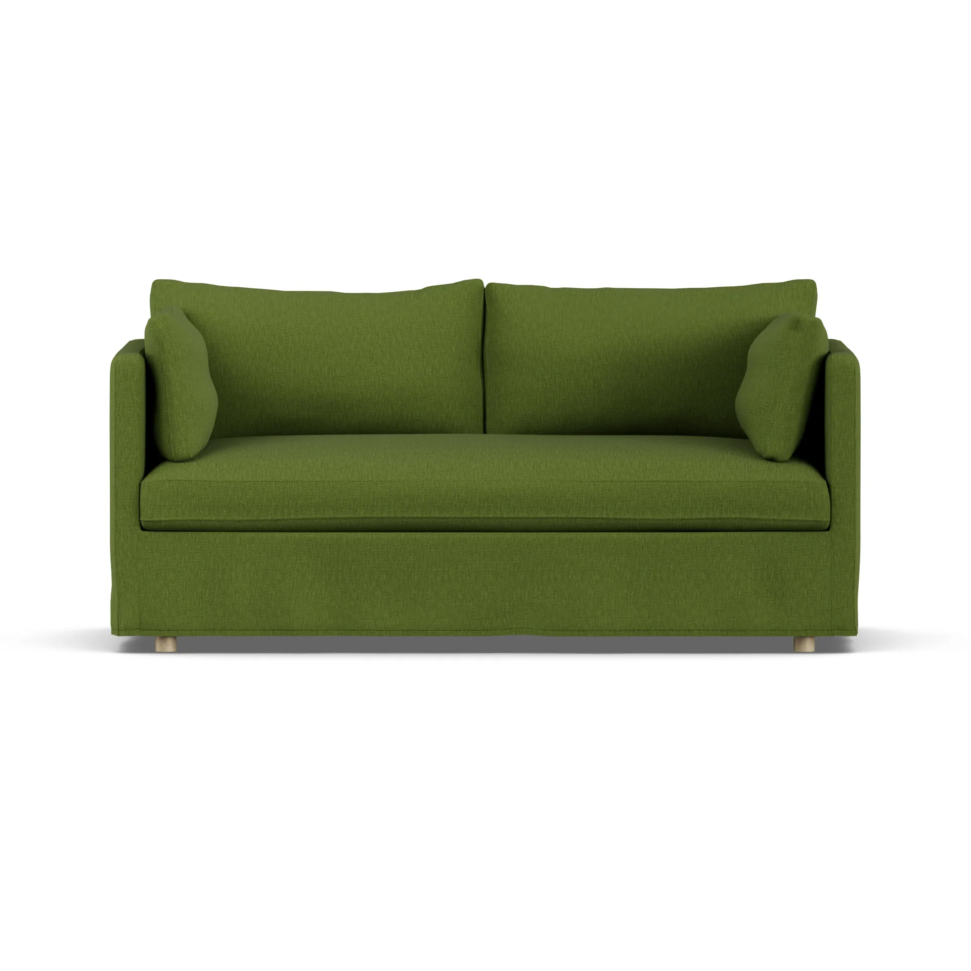 Sofá Linnevik, Luiza Green 3975-roble blanco aceitado, 2 plazas, con faldón 1898