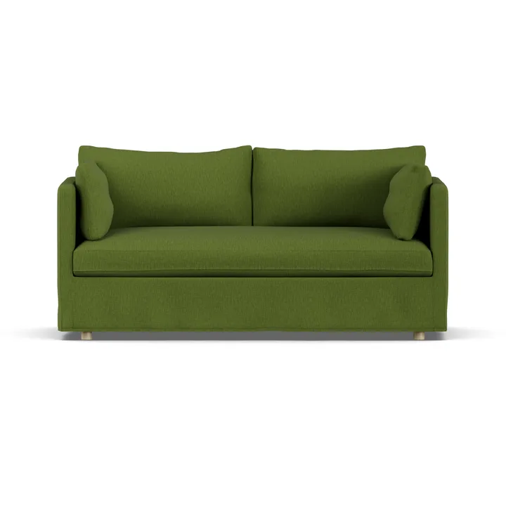 Sofá Linnevik - Luiza Green 3975-roble blanco aceitado, 2 plazas, con faldón - 1898