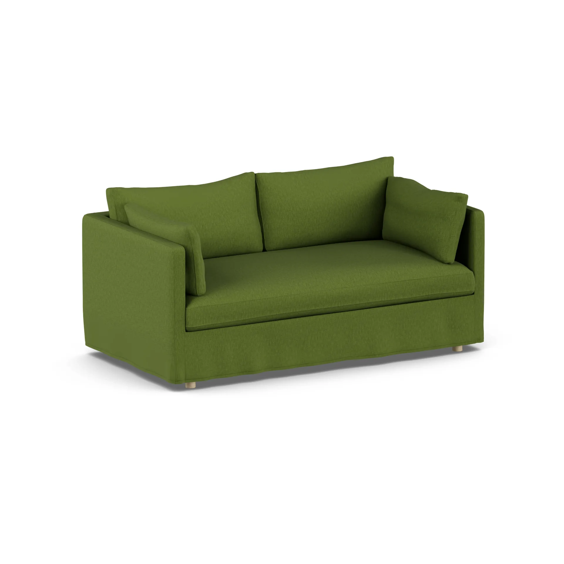 Sofá Linnevik, Luiza Green 3975-roble blanco aceitado, 2 plazas, con faldón 1898