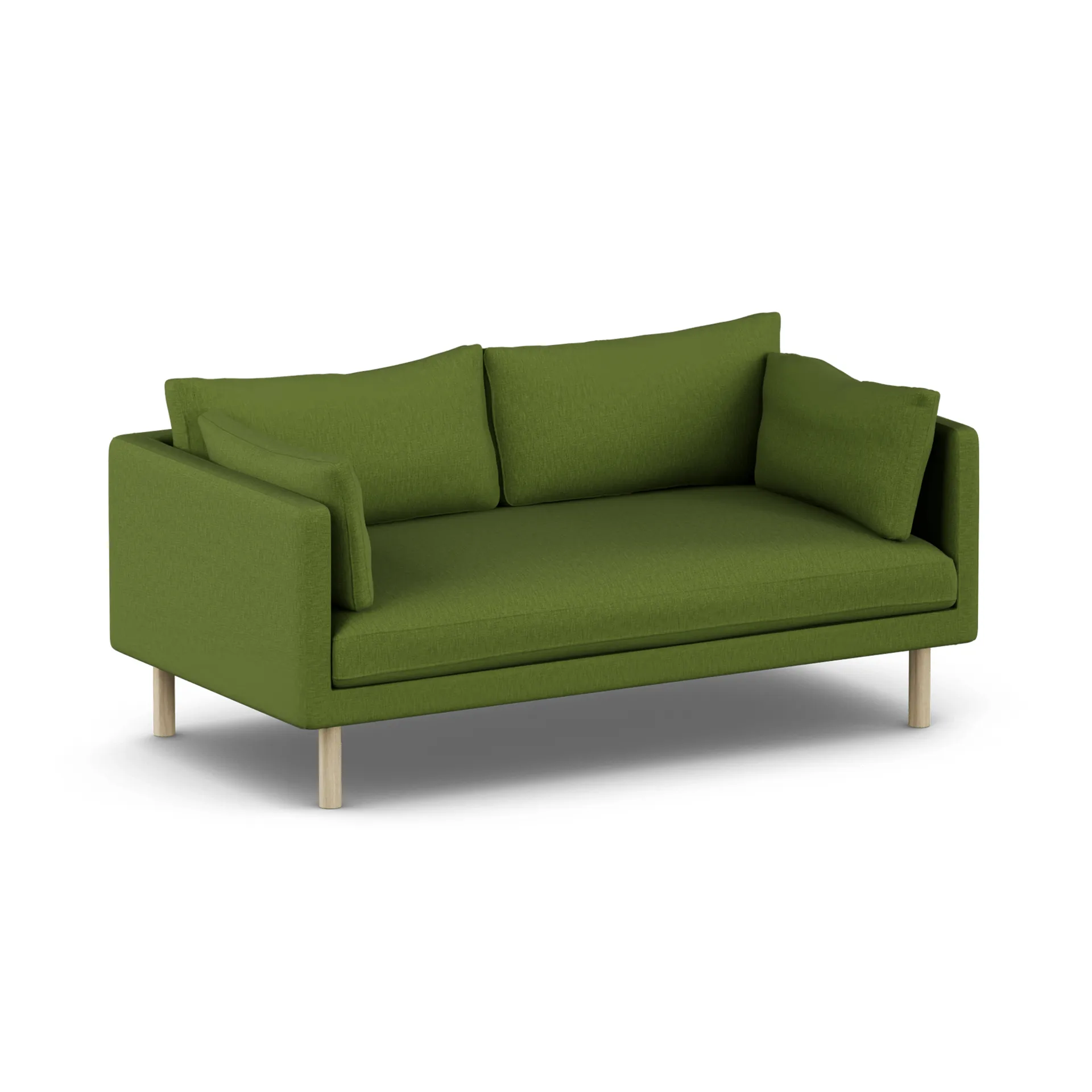 Sofá Linnevik, Luiza Green 3975-roble blanco aceitado, 2 plazas, sin faldón 1898