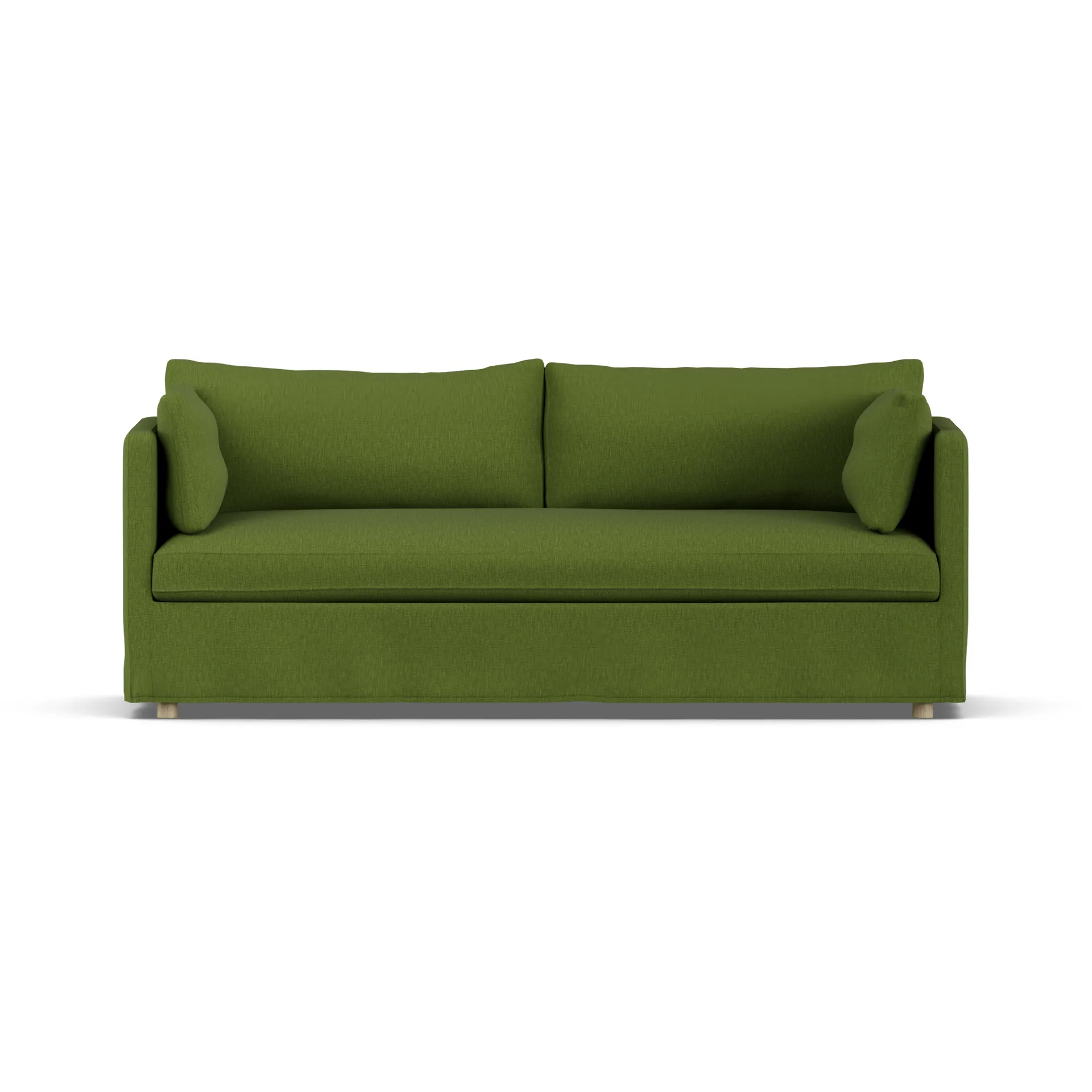 Sofá Linnevik, Luiza green 3975-roble blanco aceitado, 3 plazas, con faldón 1898