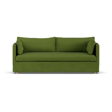 Sofá Linnevik - Luiza green 3975-roble blanco aceitado, 3 plazas, con faldón - 1898