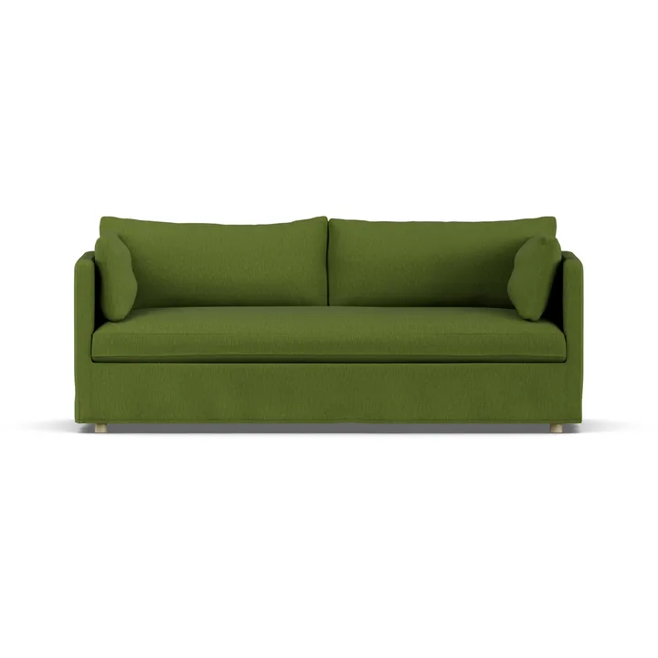 Sofá Linnevik - Luiza green 3975-roble blanco aceitado, 3 plazas, con faldón - 1898