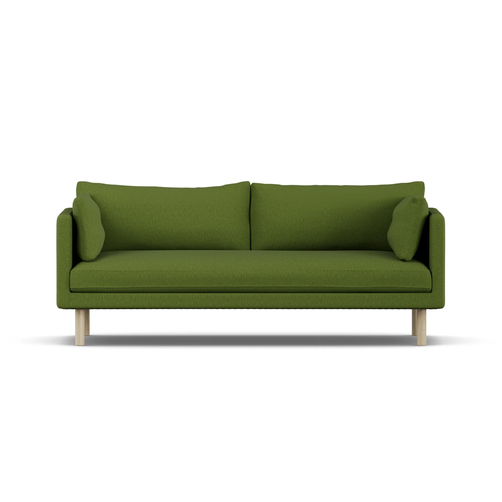 Sofá Linnevik, Luiza Green 3975-roble blanco aceitado, 3 plazas, sin faldón 1898