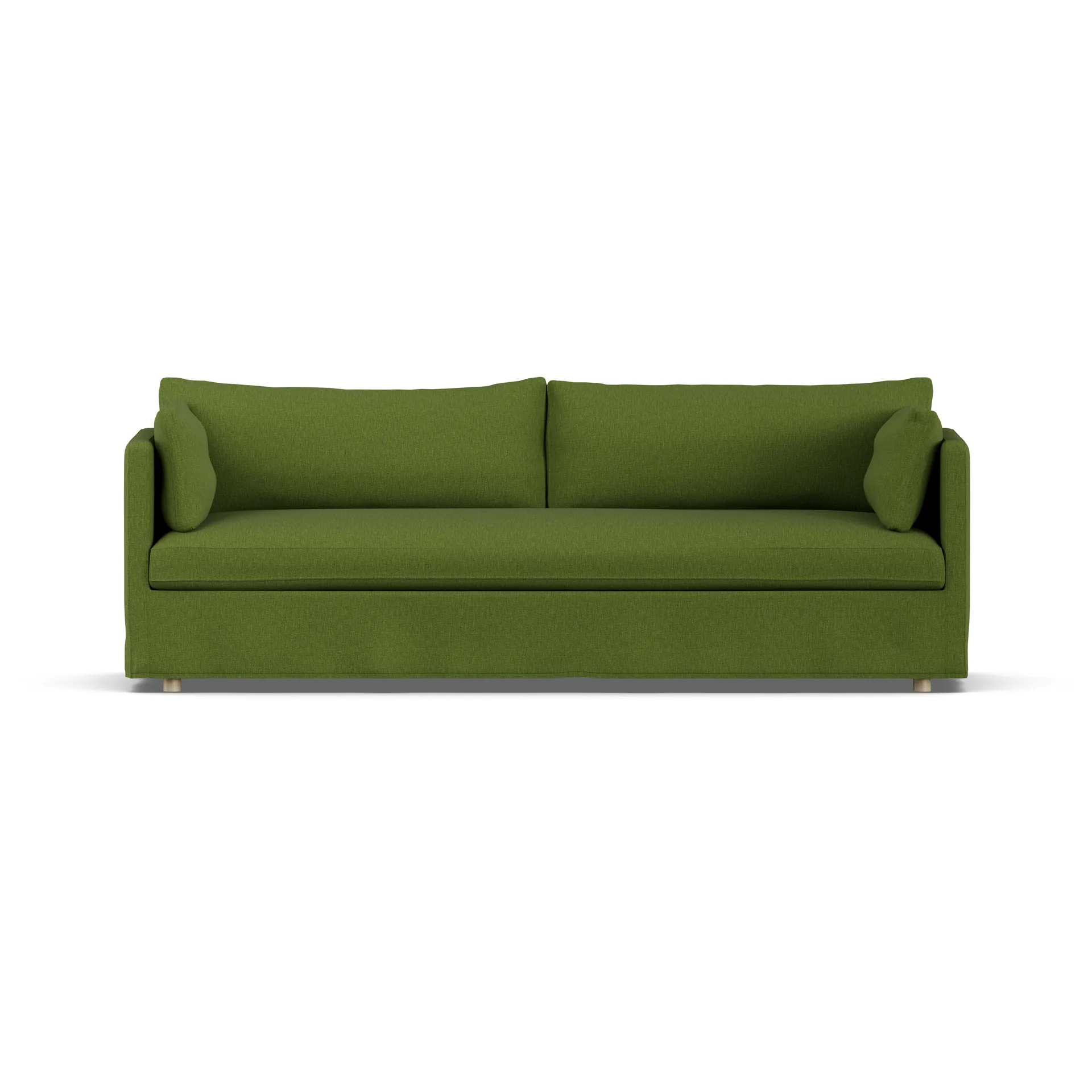 Sofá Linnevik, Luiza Green 3975-roble blanco aceitado, 4 plazas, con faldón 1898