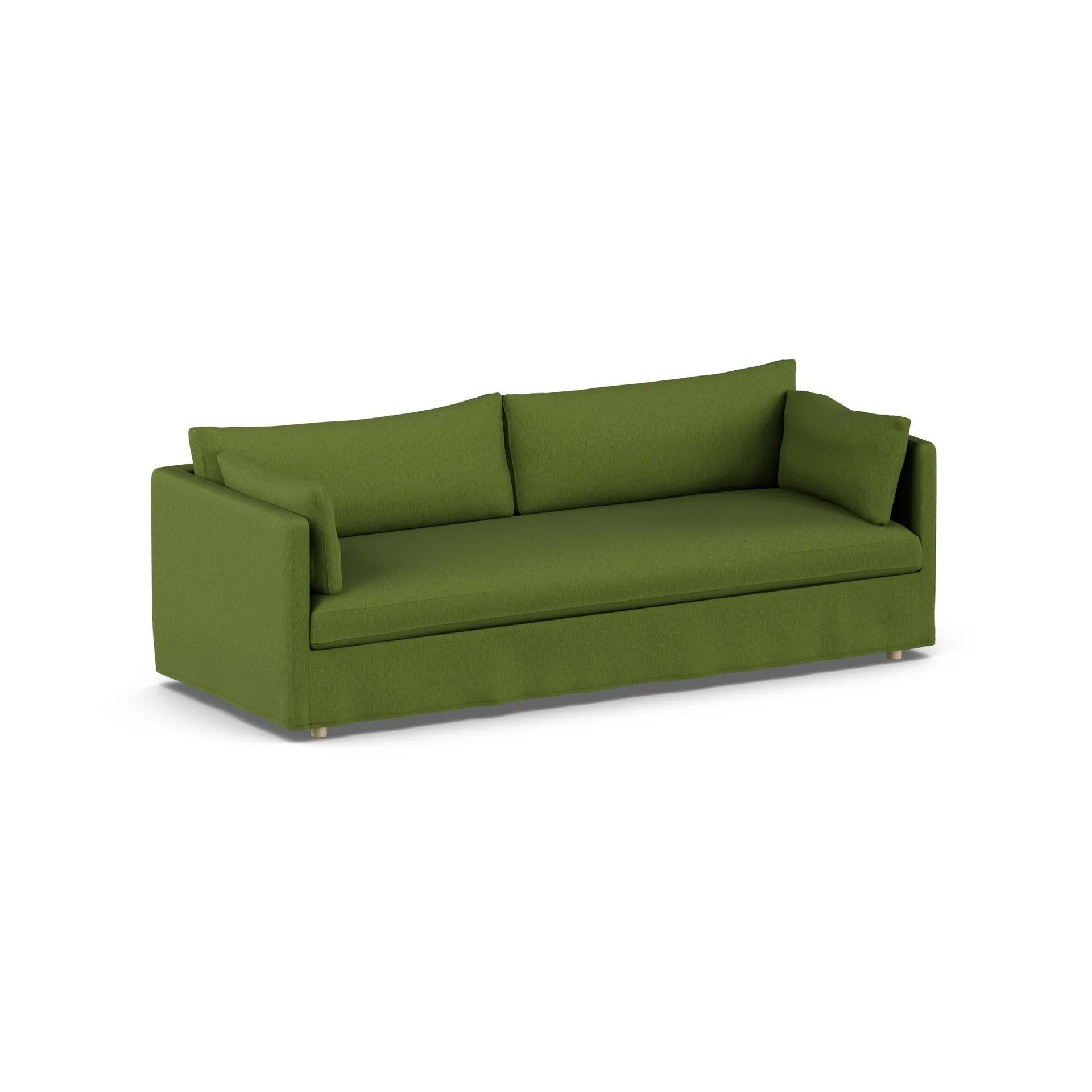 Sofá Linnevik, Luiza Green 3975-roble blanco aceitado, 4 plazas, con faldón 1898