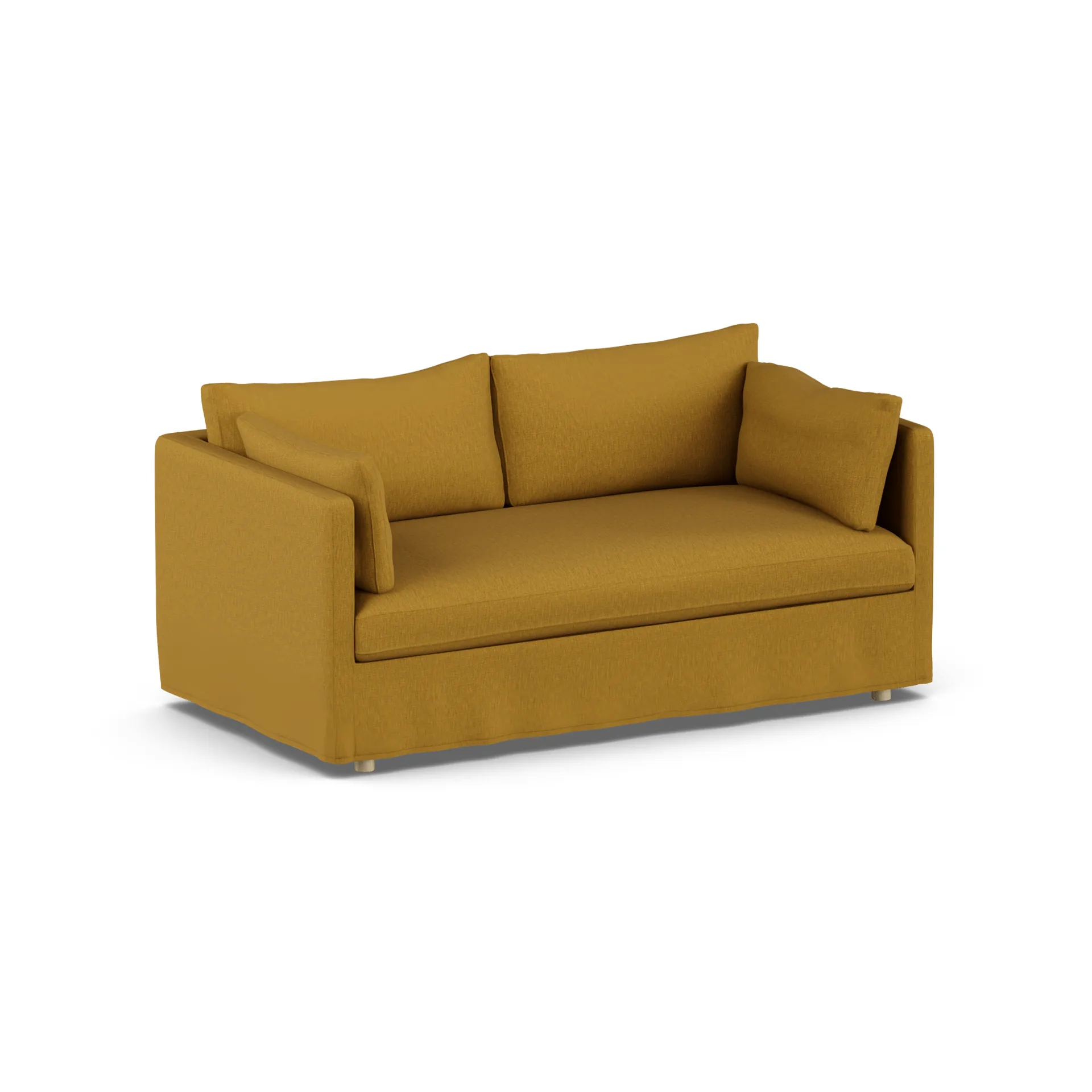 Sofá Linnevik, Luiza Mustard 3972-roble blanco aceitado, 2 plazas, con faldón 1898