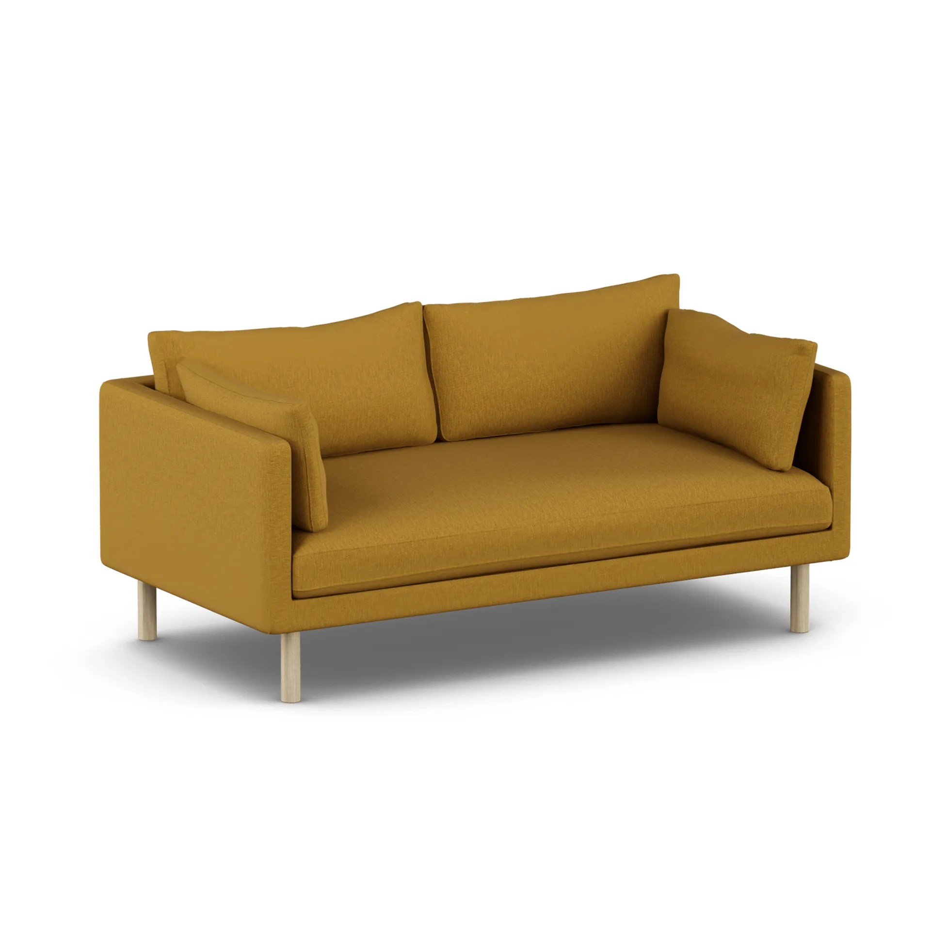 Sofá Linnevik, Luiza Mustard 3972-roble blanco aceitado, 2 plazas, sin faldón 1898