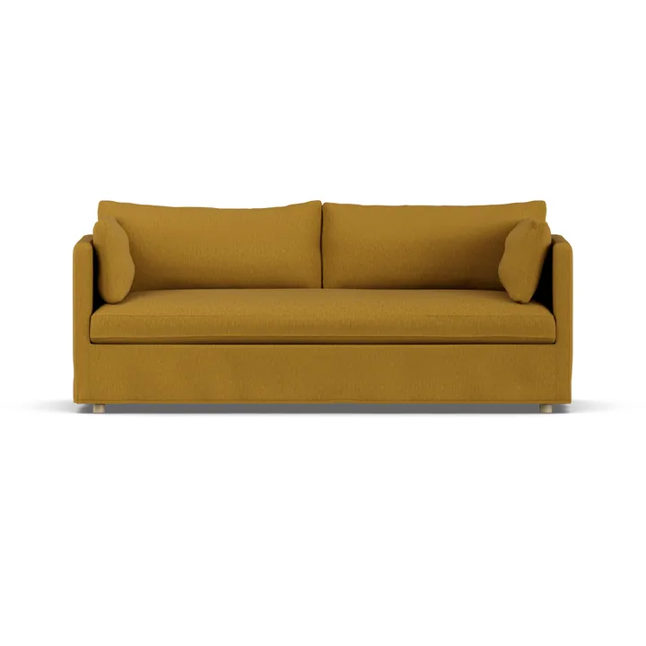 Sofá Linnevik - Luiza Mustard 3972-roble blanco aceitado, 3 plazas, con faldón - 1898