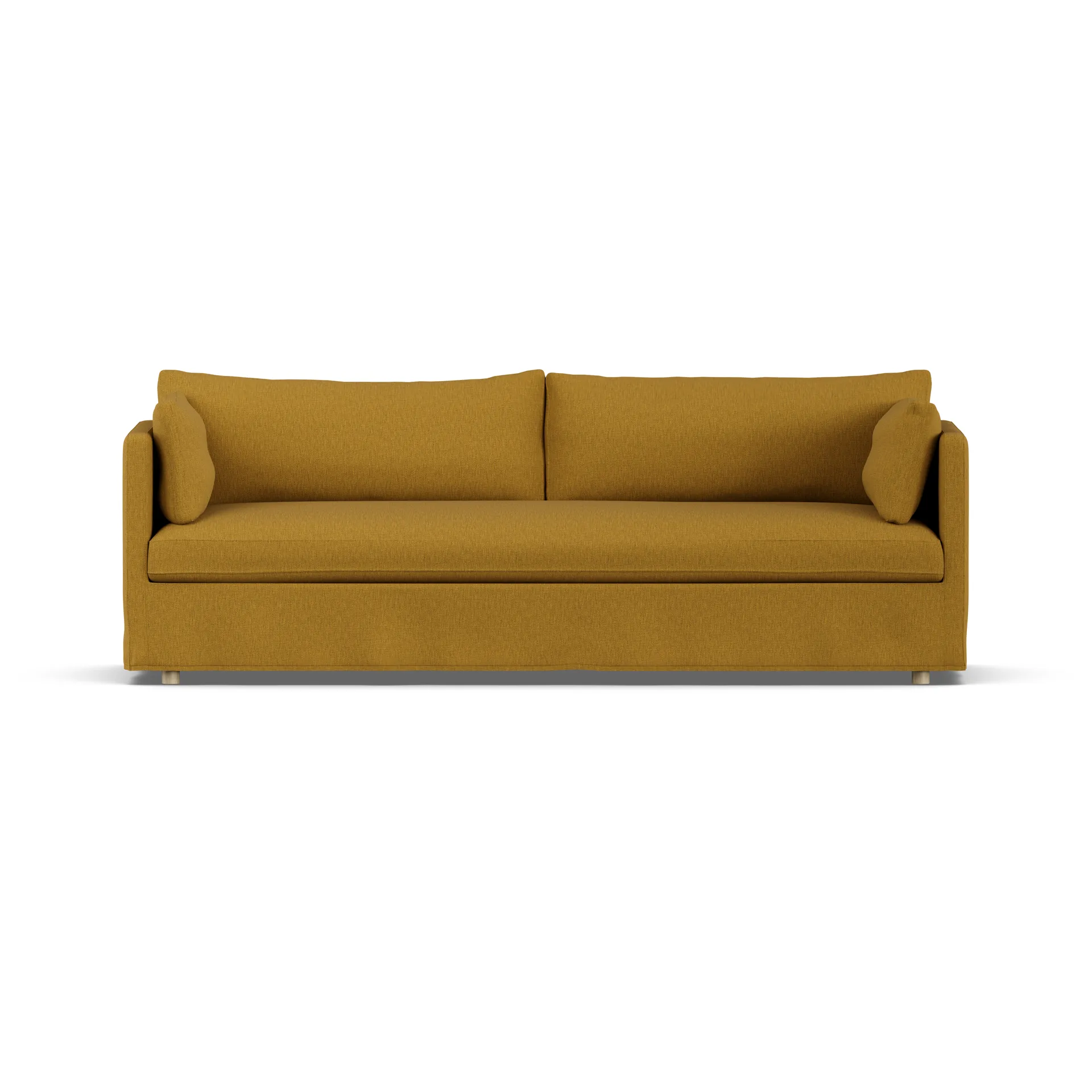 Sofá Linnevik, Luiza Mustard 3972-roble blanco aceitado, 4 plazas, con faldón 1898