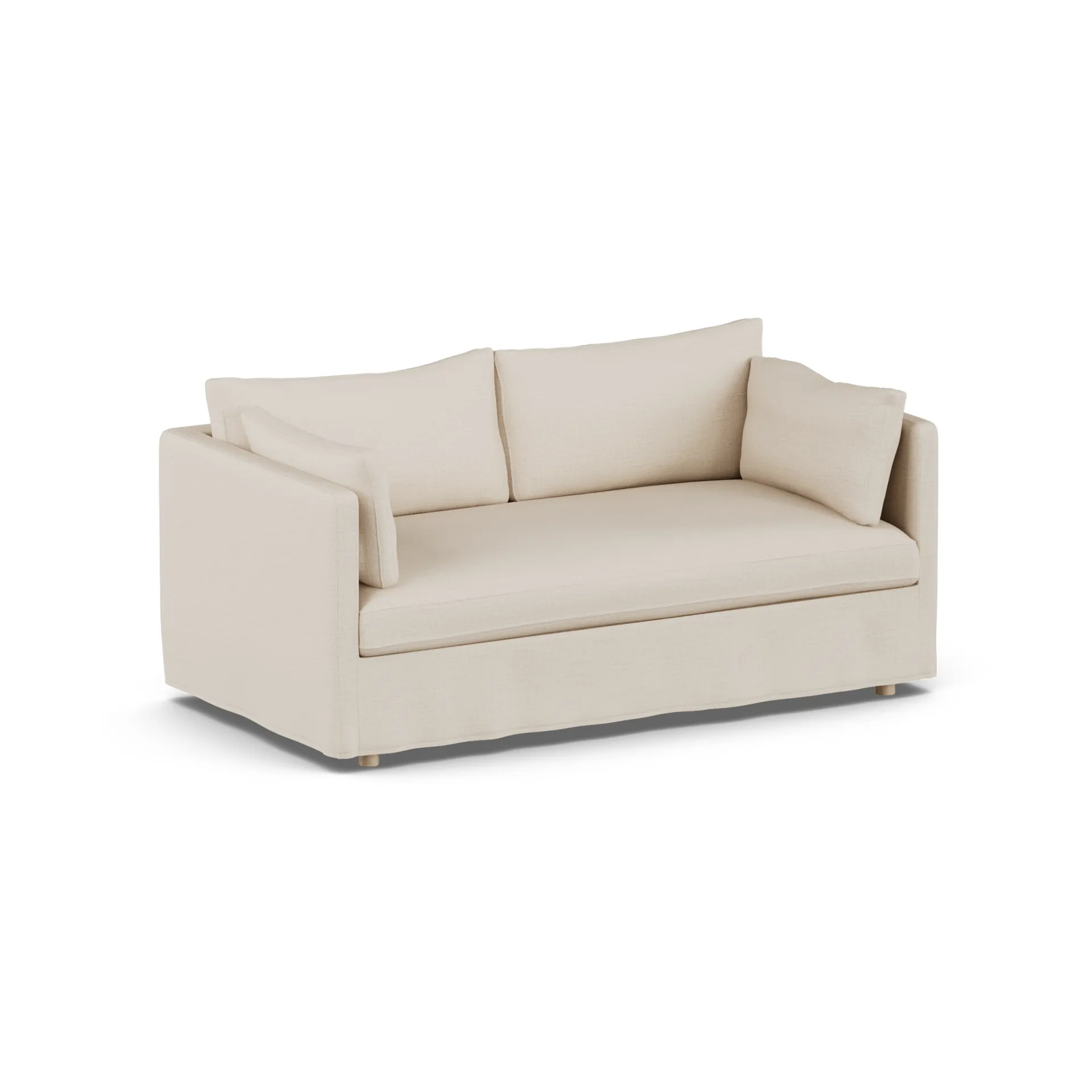 Sofá Linnevik, Same Beige 6670-roble blanco aceitado, 2 plazas, con faldón 1898
