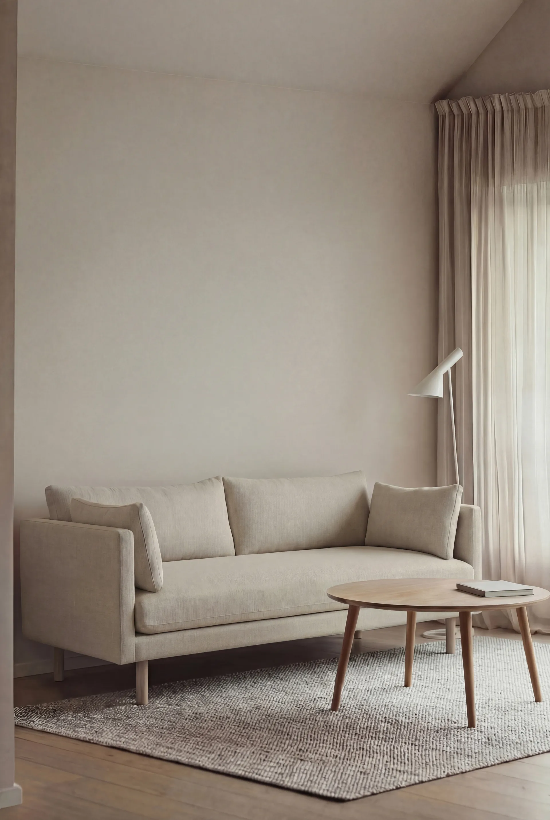 Sofá Linnevik, Same Beige 6670-roble blanco aceitado, 2 plazas, sin faldón 1898