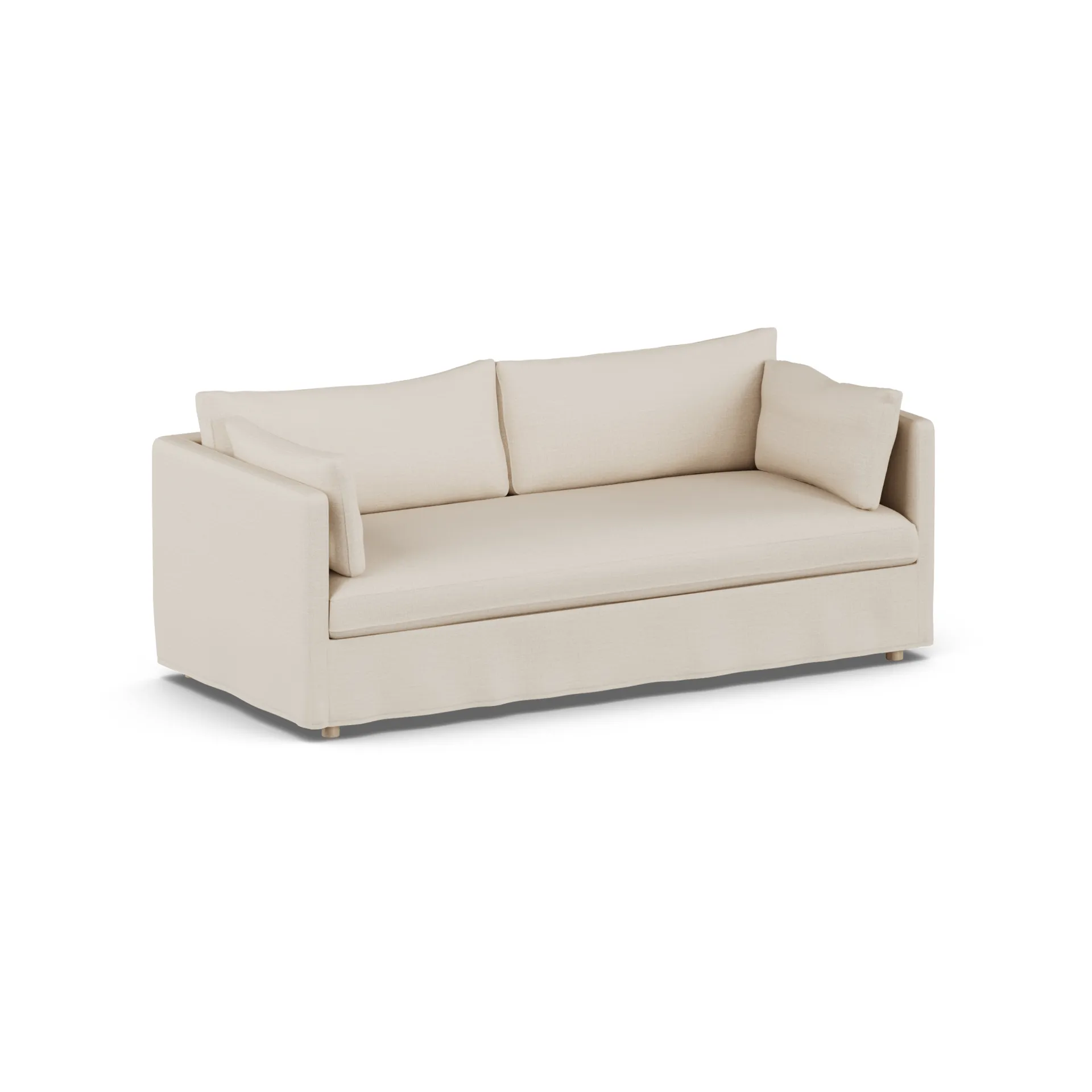 Sofá Linnevik, Same Beige 6670-roble blanco aceitado, 3 plazas, con faldón 1898