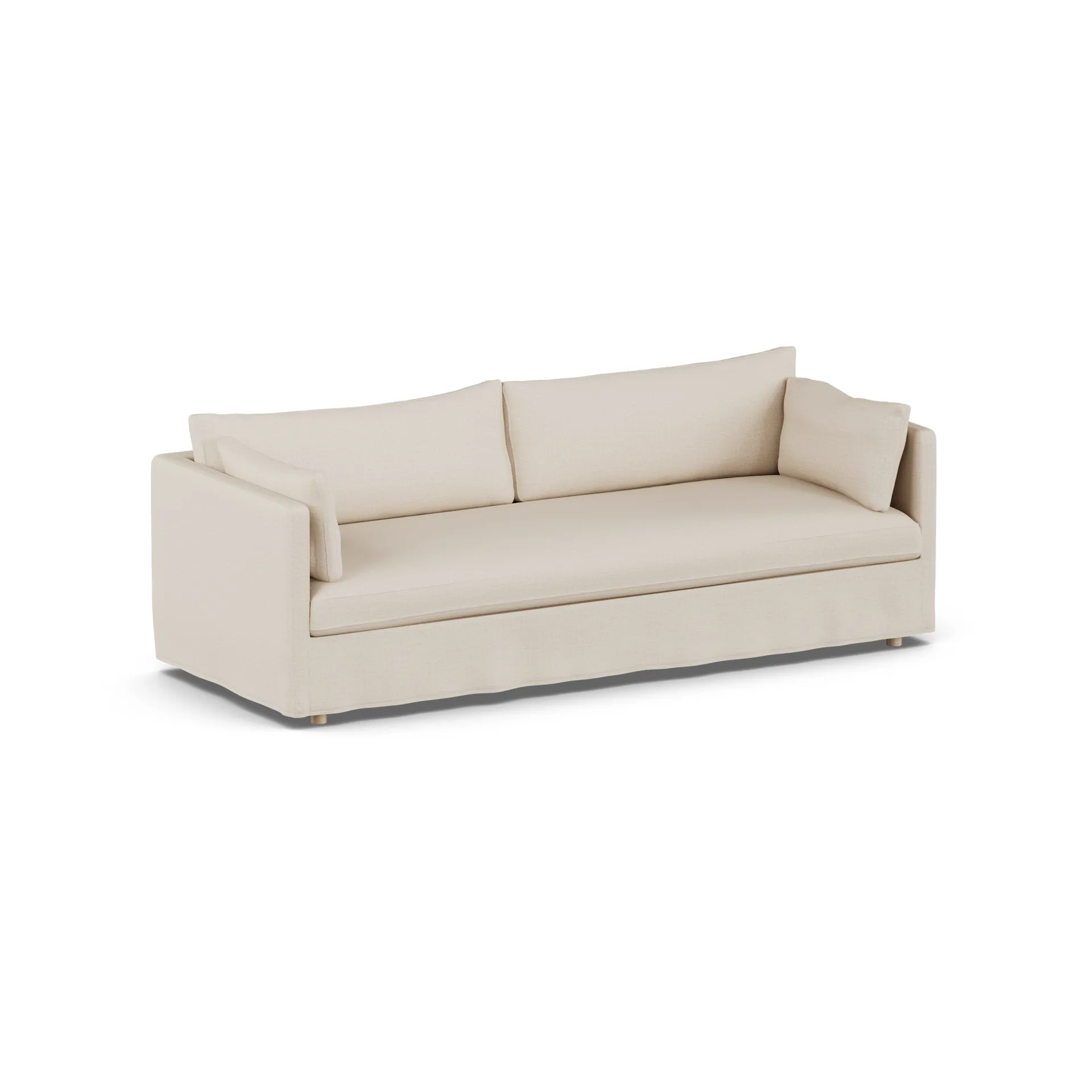 Sofá Linnevik, Same Beige 6670-roble blanco aceitado, 4 plazas, con faldón 1898