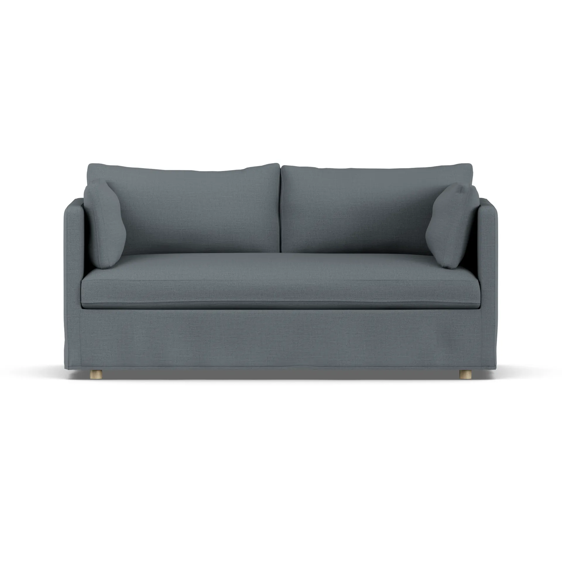 Sofá Linnevik, Same Blue 6678-roble blanco aceitado, 2 plazas, con faldón 1898