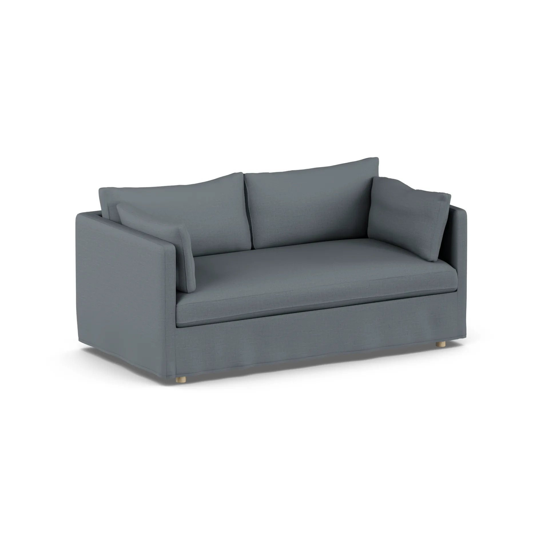 Sofá Linnevik, Same Blue 6678-roble blanco aceitado, 2 plazas, con faldón 1898
