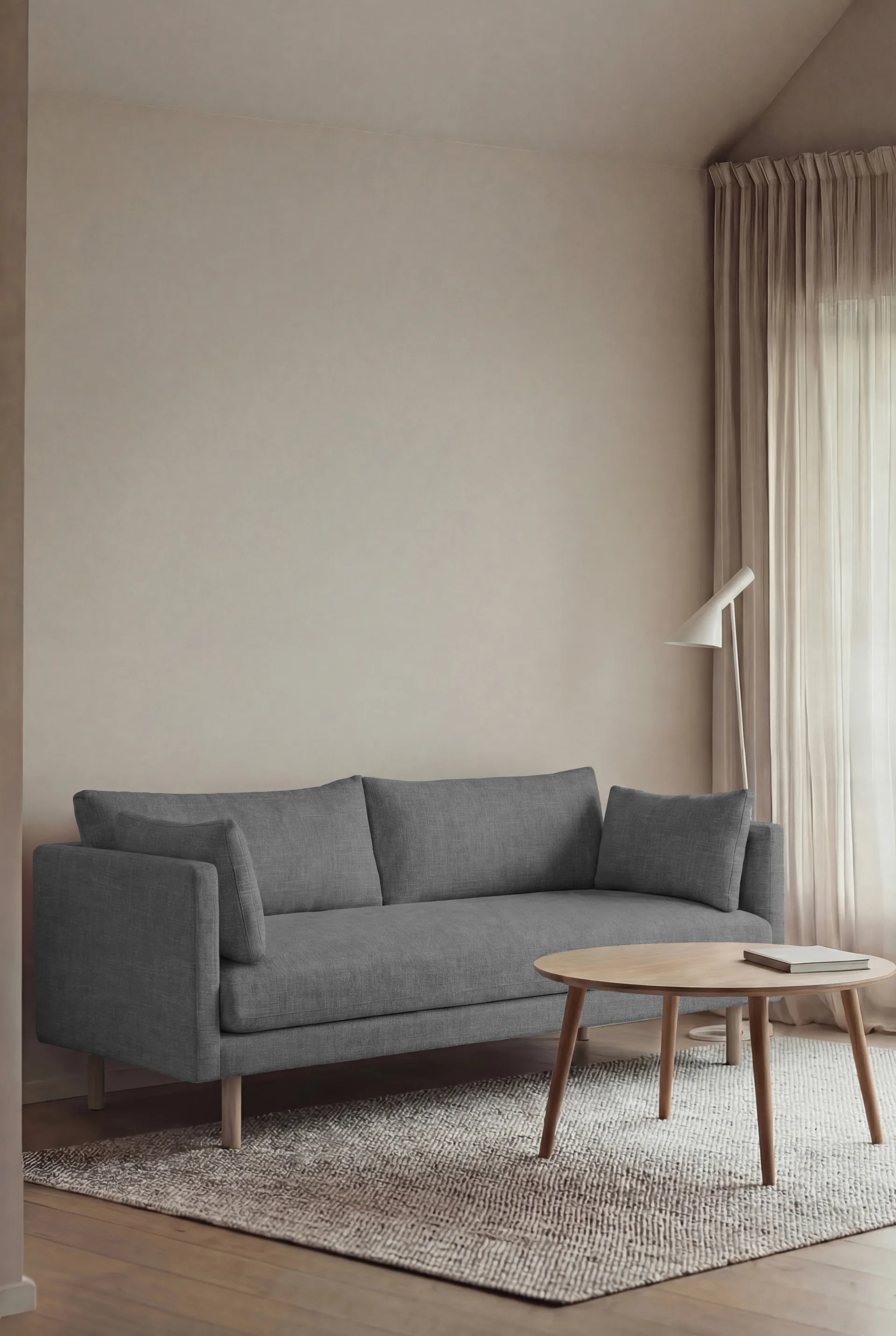 Sofá Linnevik, Same Blue 6678-roble blanco aceitado, 2 plazas, sin faldón 1898