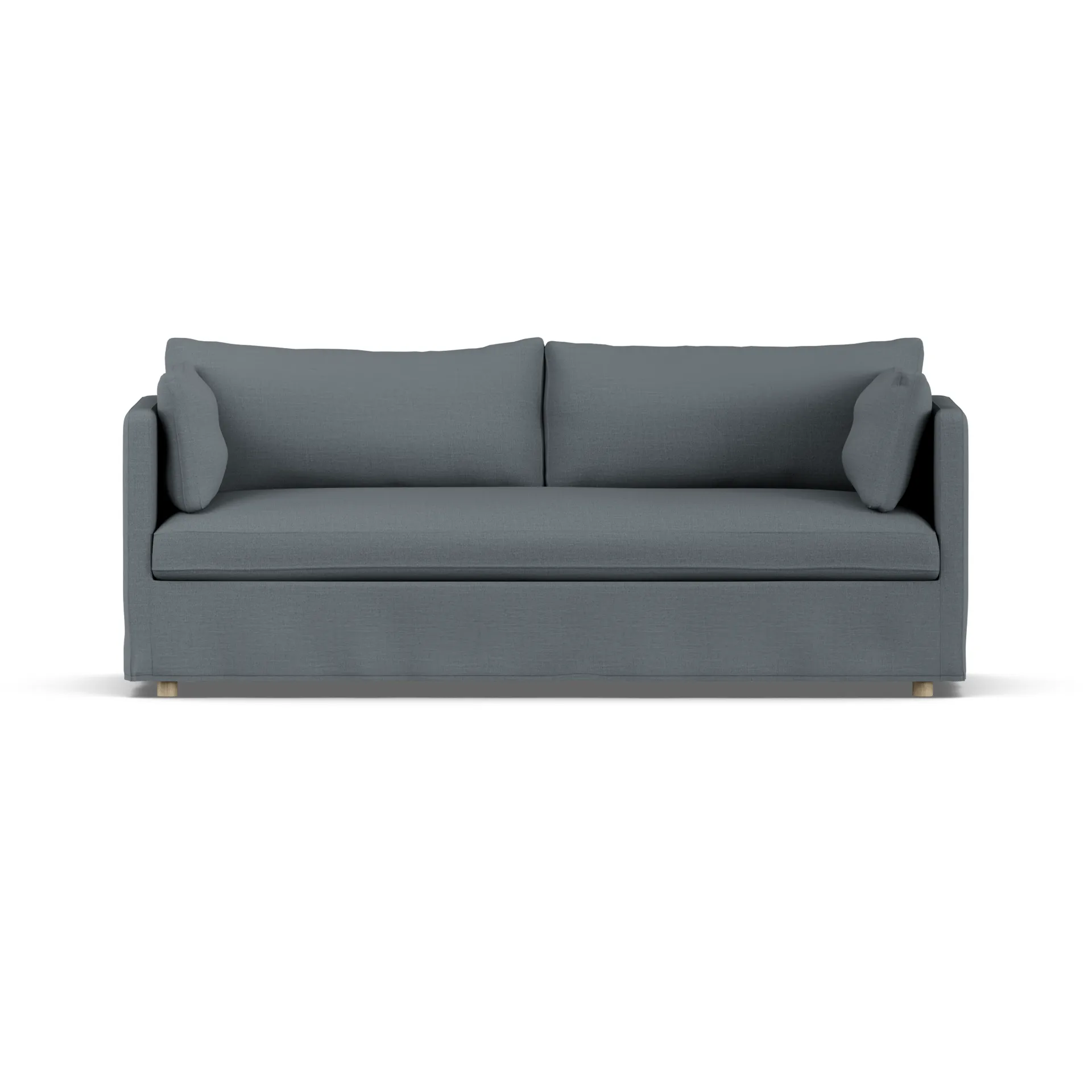 Sofá Linnevik, Same Blue 6678-roble blanco aceitado, 3 plazas, con faldón 1898