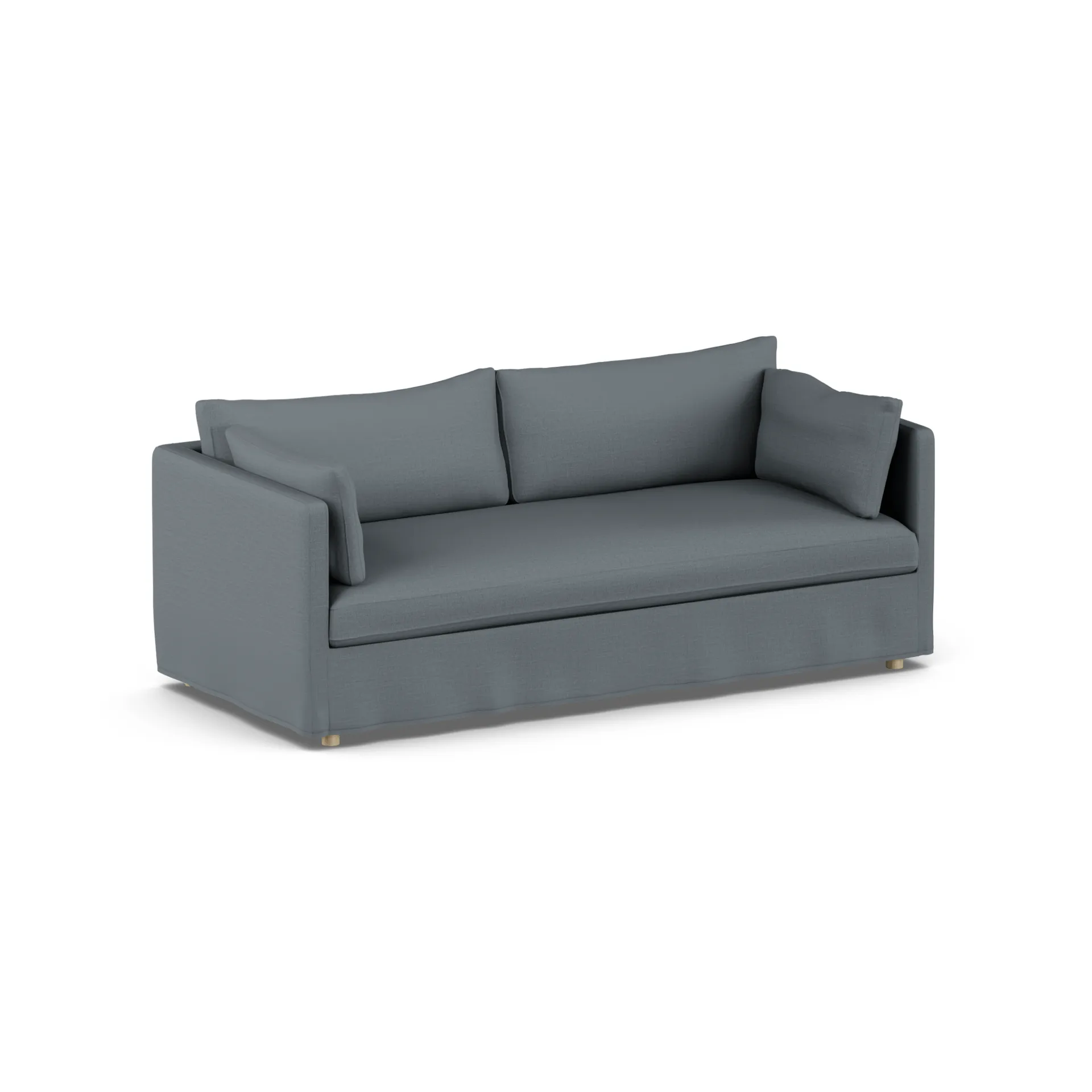 Sofá Linnevik, Same Blue 6678-roble blanco aceitado, 3 plazas, con faldón 1898